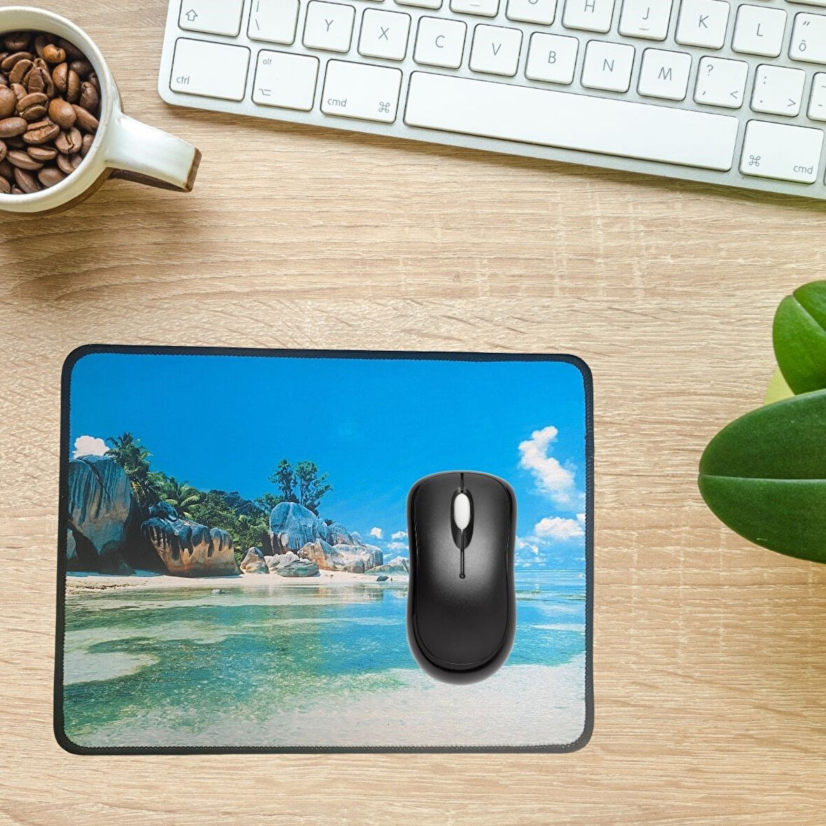  BUFFER® 25x32 cm Küçük Boy Mouse Pad Manzara Ada