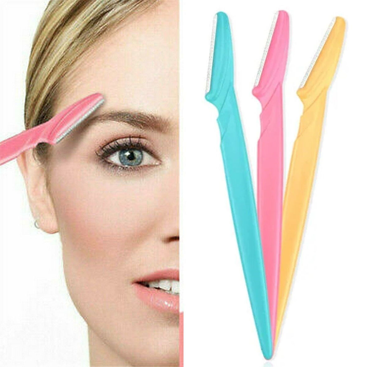 BUFFER® 3’lü Kadın Kaş Usturası Seti – Hassas Ciltler İçin Güvenli Yüz Tüy Temizleme Bıçağı