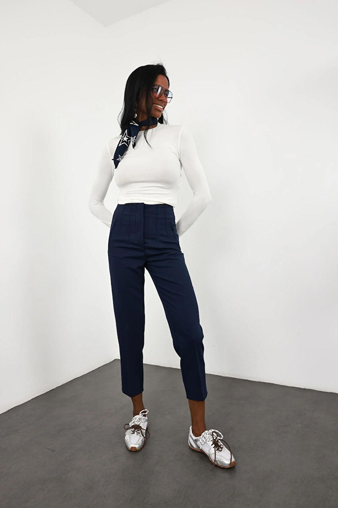 Lacivert Flatolu Pantolon 5113