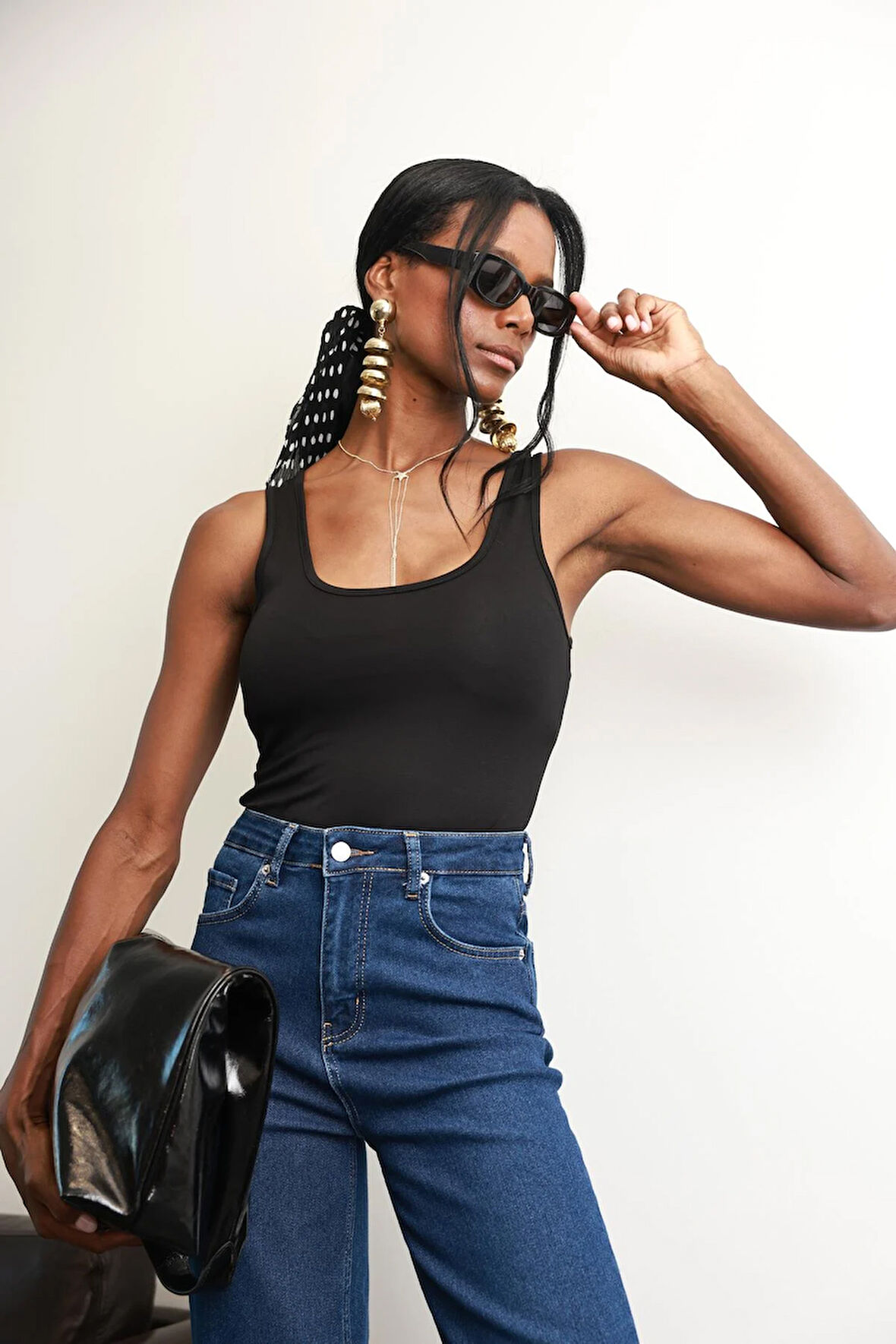 Siyah Askılı Basic Bodysuit 60265