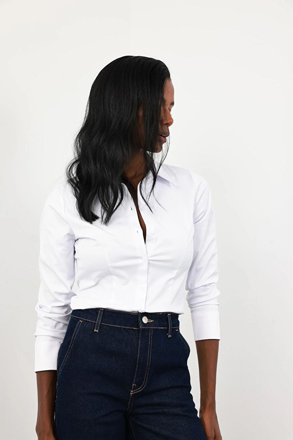 Beyaz Likralı Slim Fit Gömlek 4897