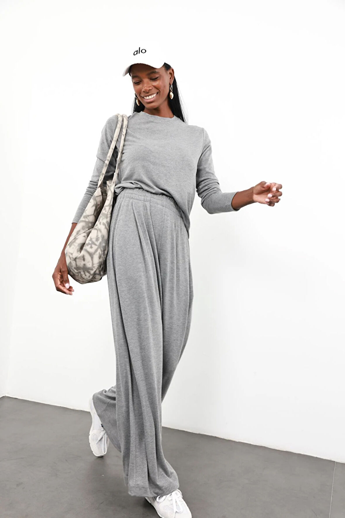 Gri Yüksek Bel Salaş Eşofman 0155