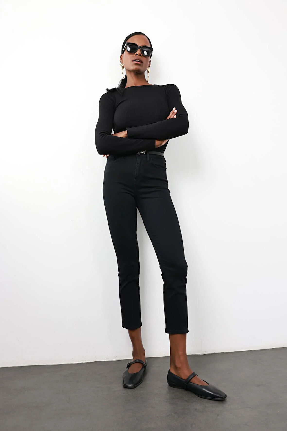 Siyah Yüksek Bel Full Likra Jean 