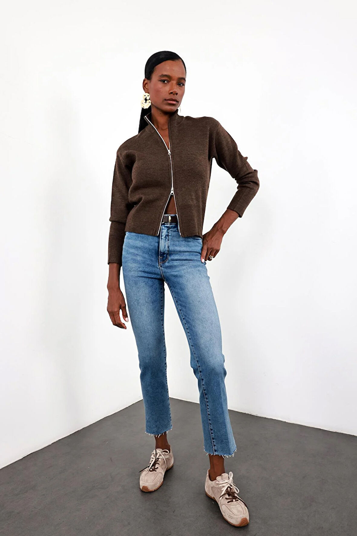 Mavi Yüksek Bel Slim Fit Likralı Jean 