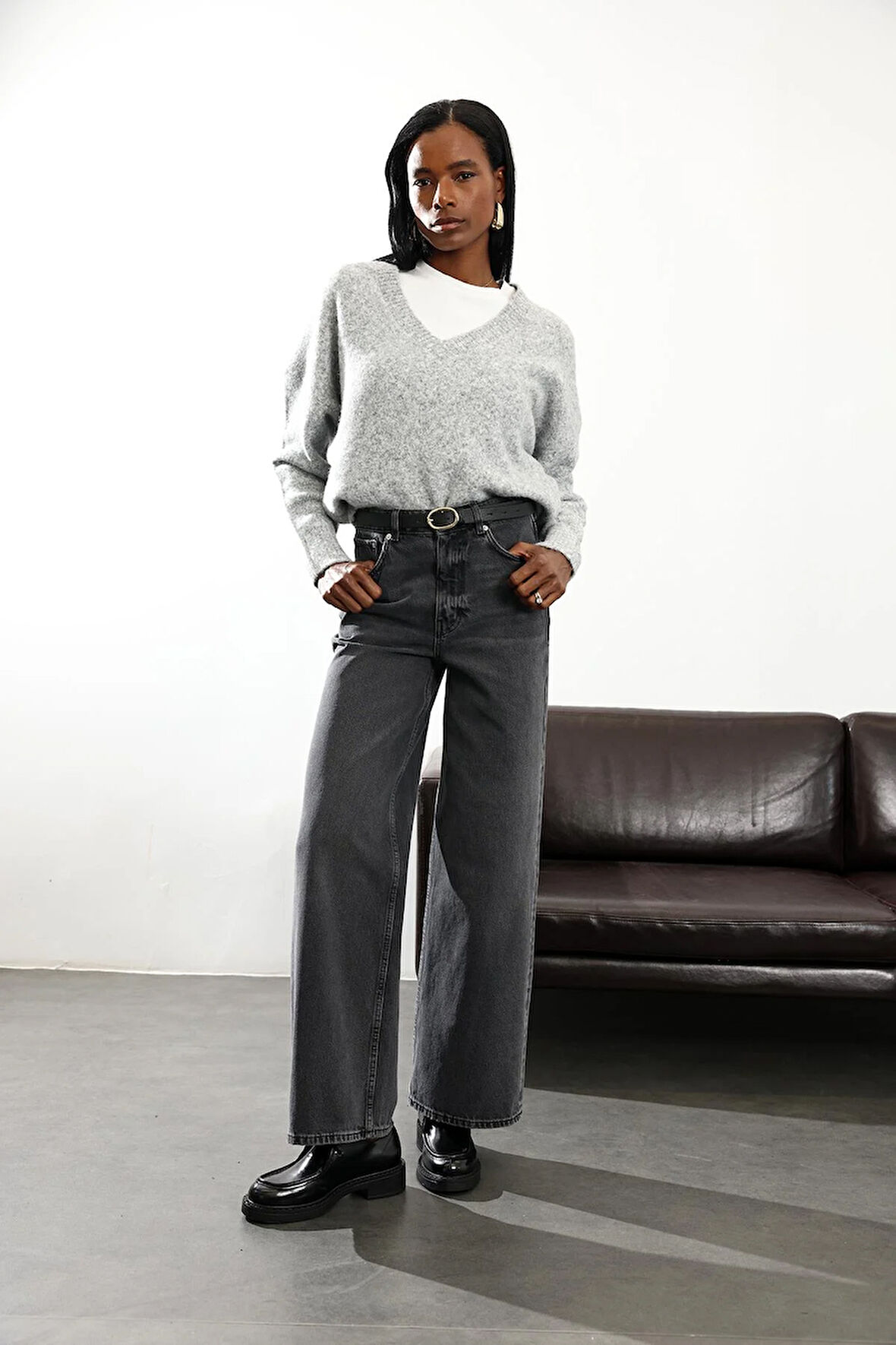 Füme Yüksek Bel Wide Leg Jean 