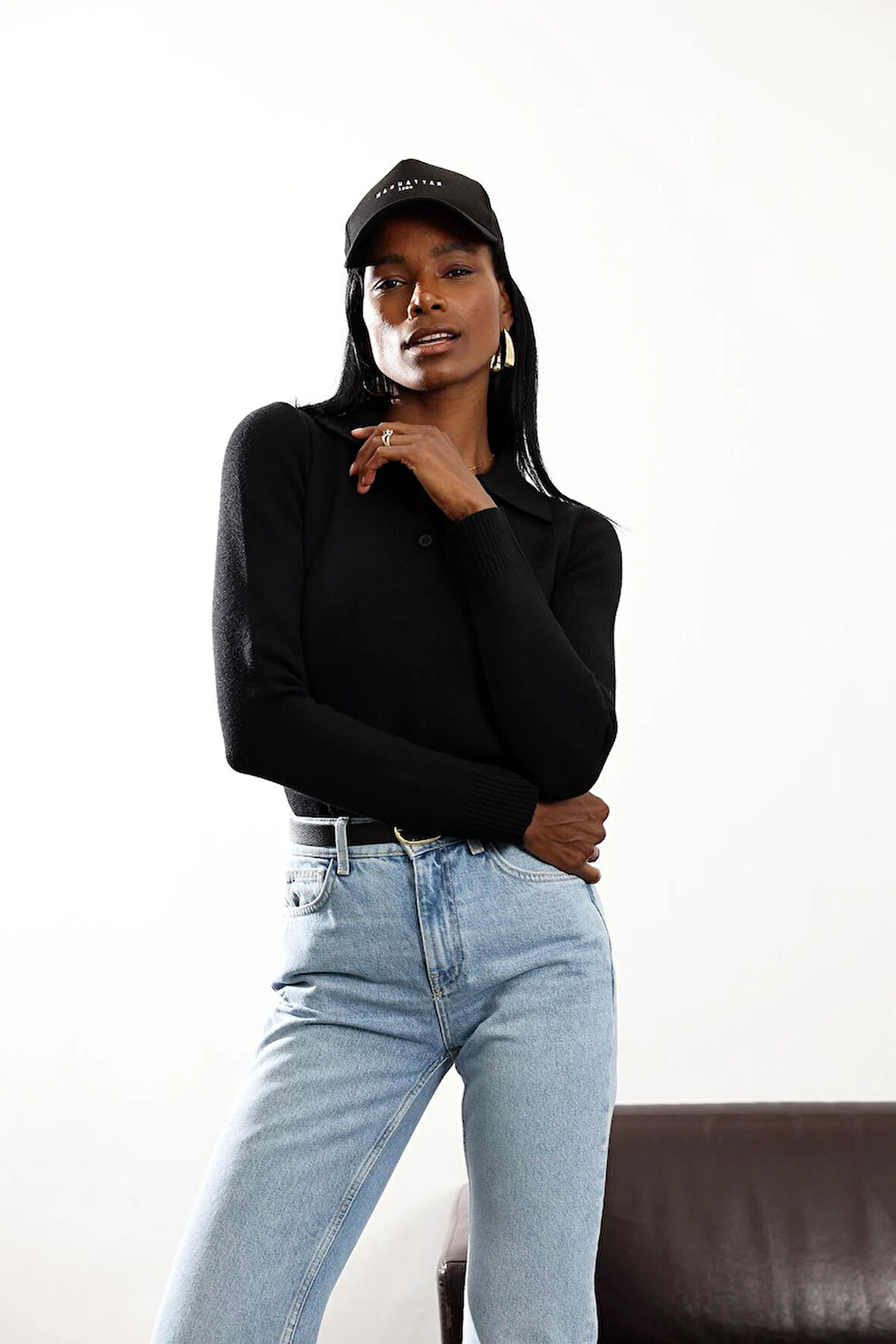 Siyah Polo Yaka Triko 5834