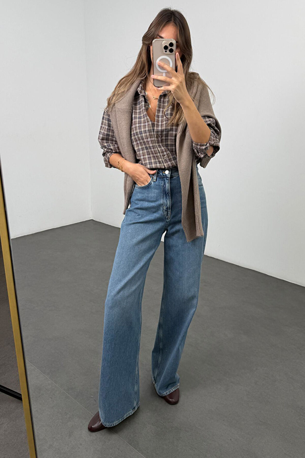 Mavi Yüksek Bel Wide Leg Jean 