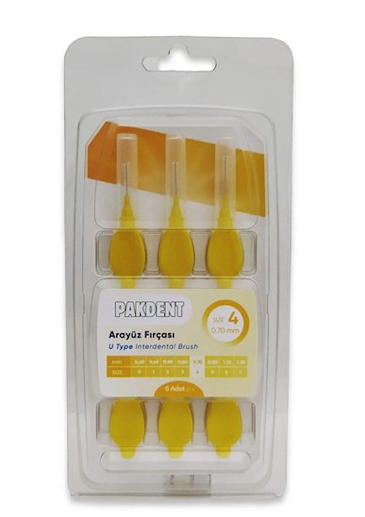 Pakdent Arayüz Fırçası 0,70 mm 6'lı - Sarı