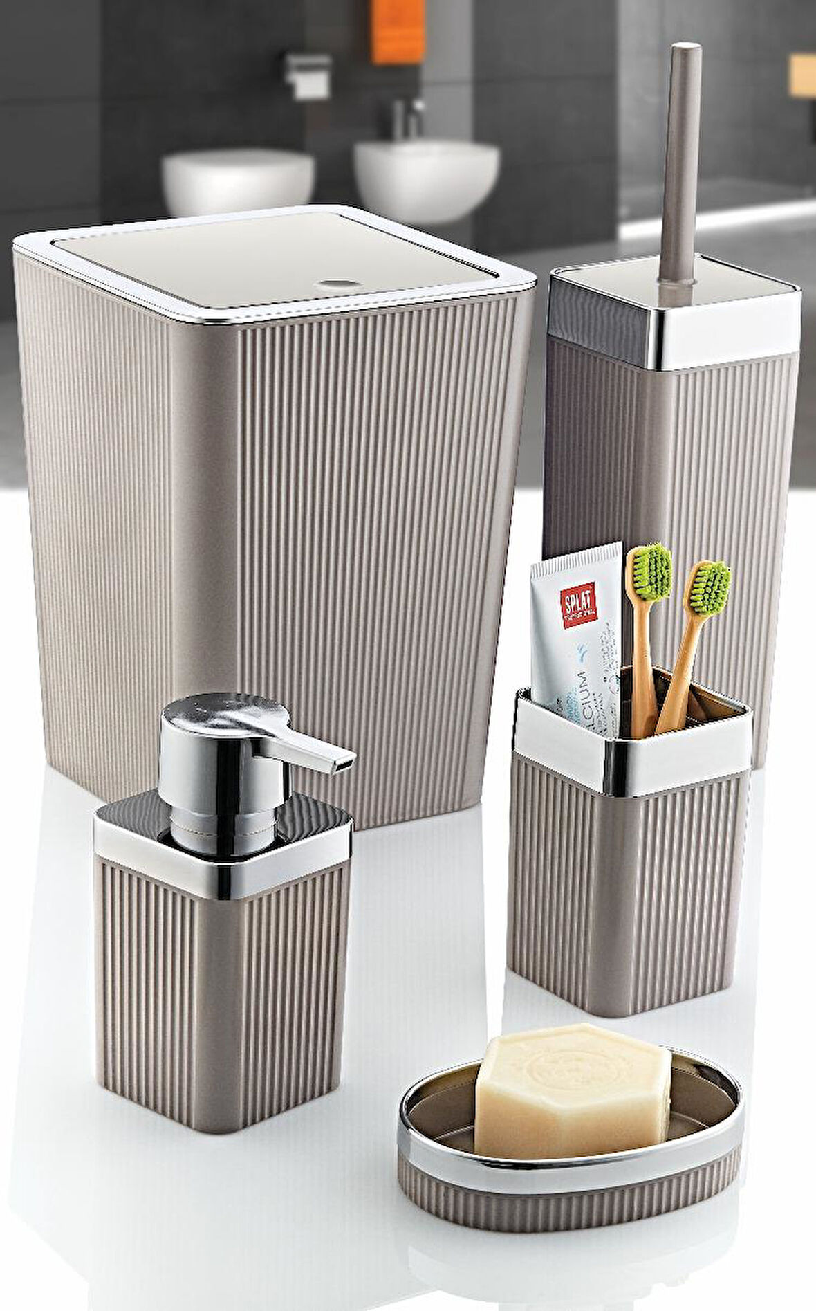 Noble life PEARL LOVELY 5'Lİ BANYO SETİ (KROM GRİ)