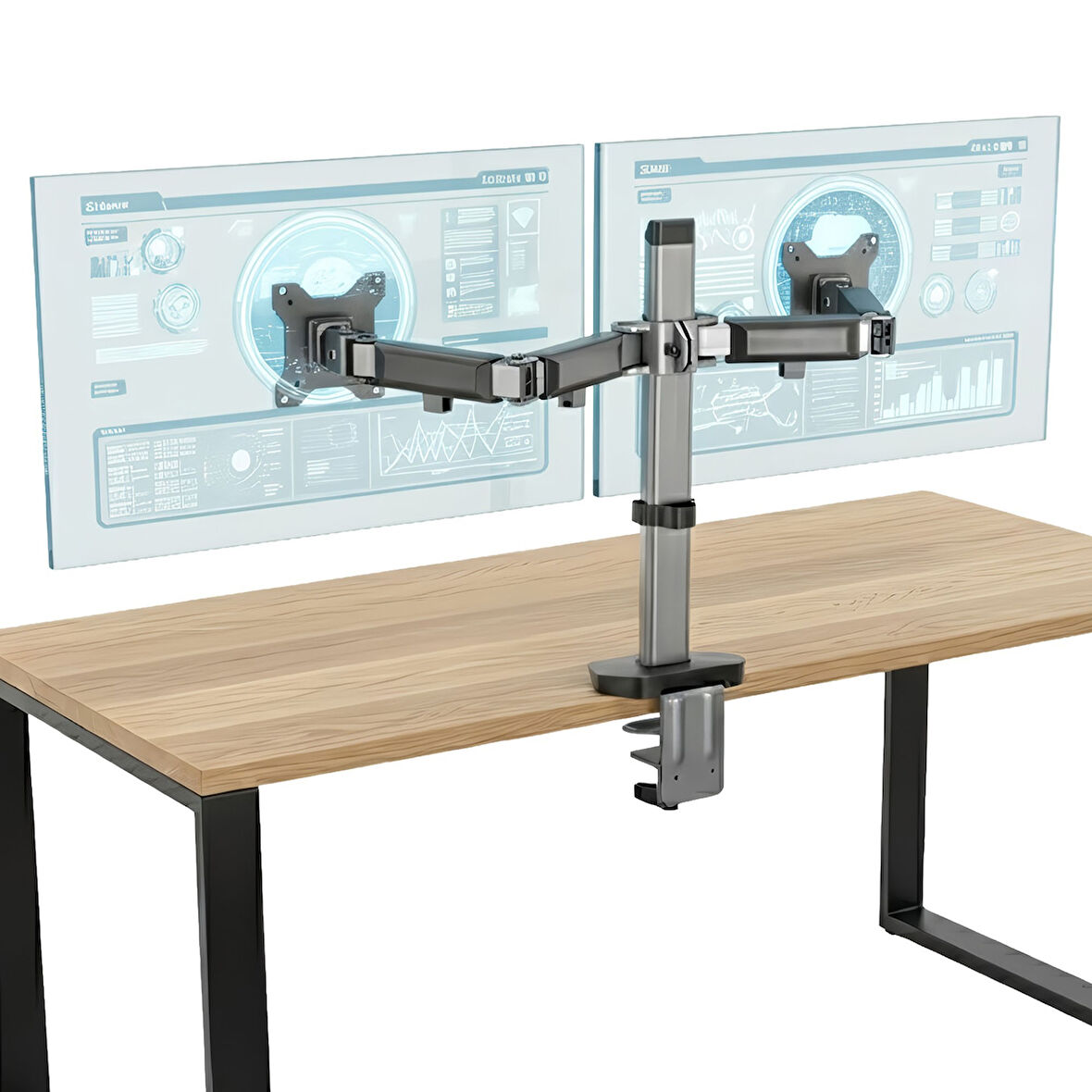 NPO STD55024S Basic 17"-32" Geniş Aralıklı Hareketli VESA Çift Kol Monitör Tutucu