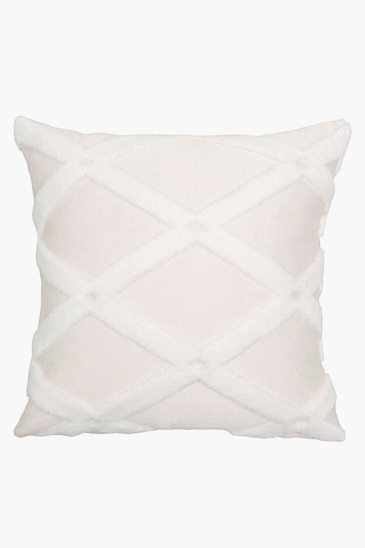 Jakarlı Kırlent 55x55 cm Bella Ekru
