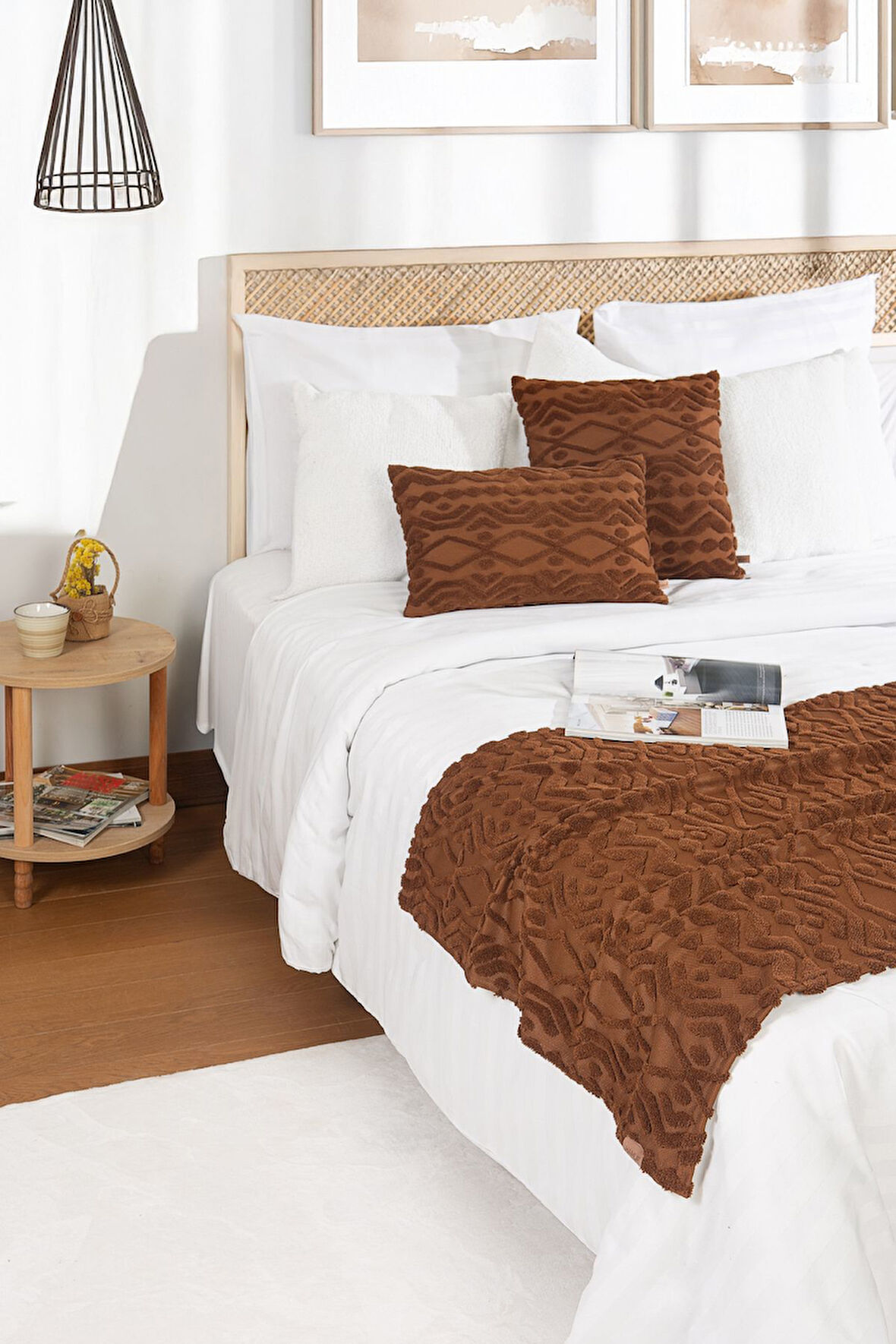 Jakarlı Yatak Runner Set Letta Taba