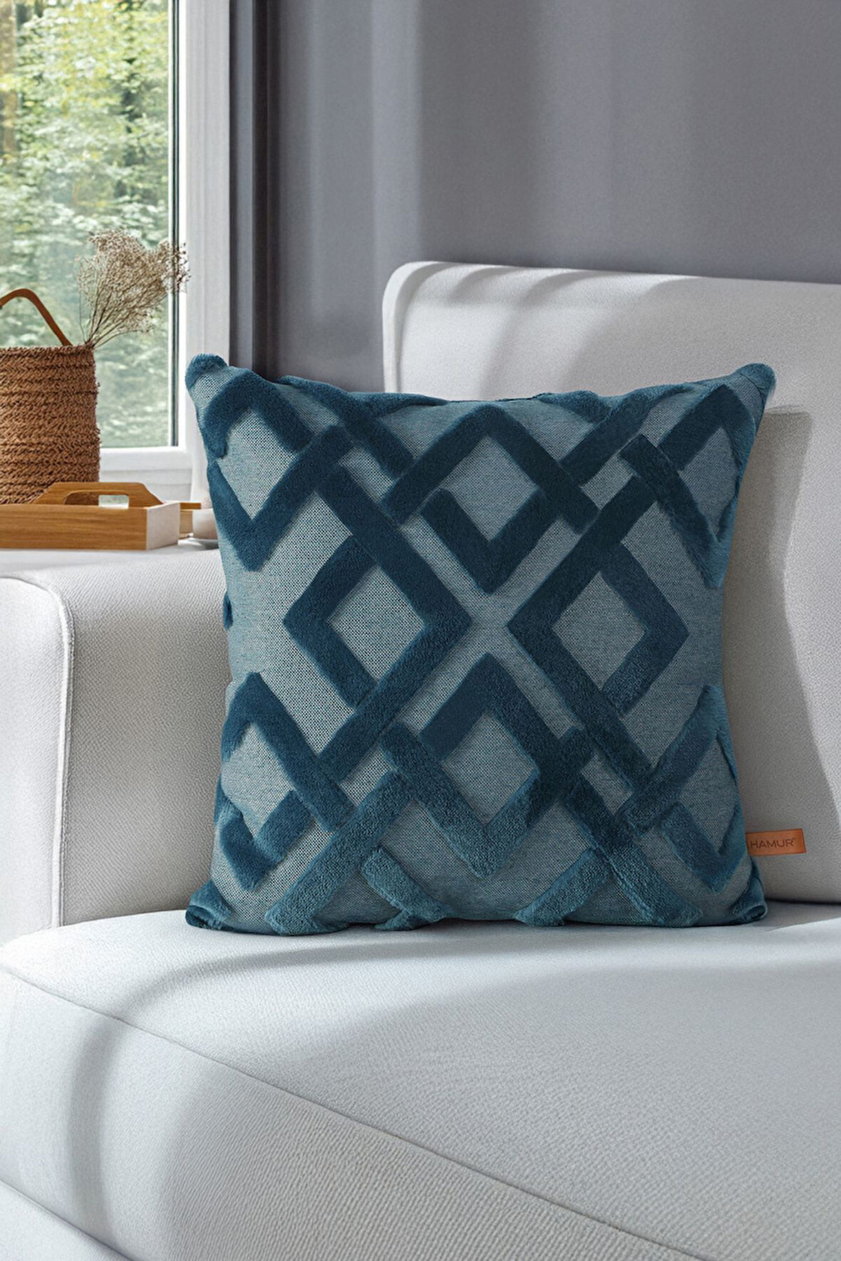 Jakarlı Kırlent 43x43 cm Mila P.Mavisi