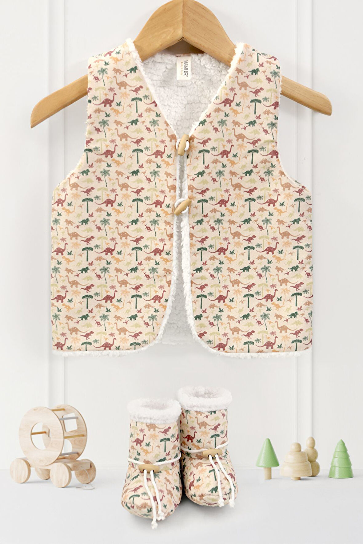 Bebek Yelek & Patik 12-18 AY Dino Bej
