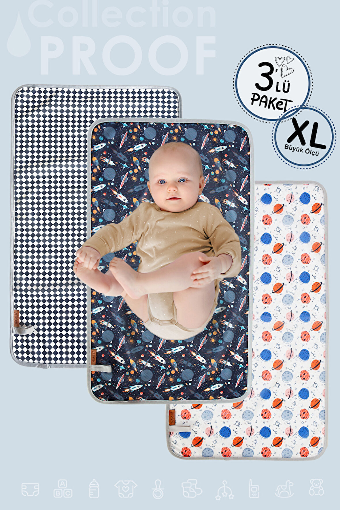 PROOF ALT AÇMA ÖRTÜSÜ 47x74 CM 3'LÜ GRİ GRUP