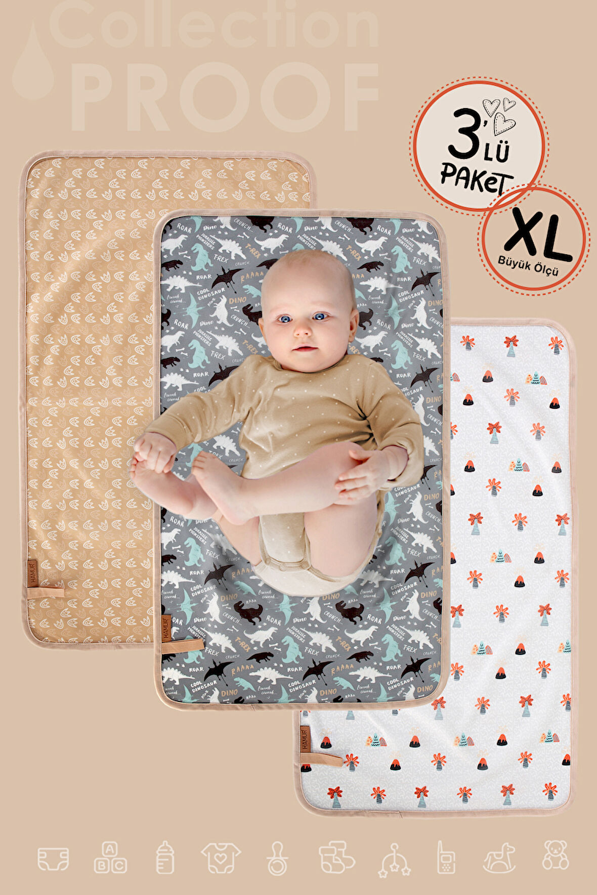 PROOF ALT AÇMA ÖRTÜSÜ 47x74 CM 3'LÜ BEJ GRUP