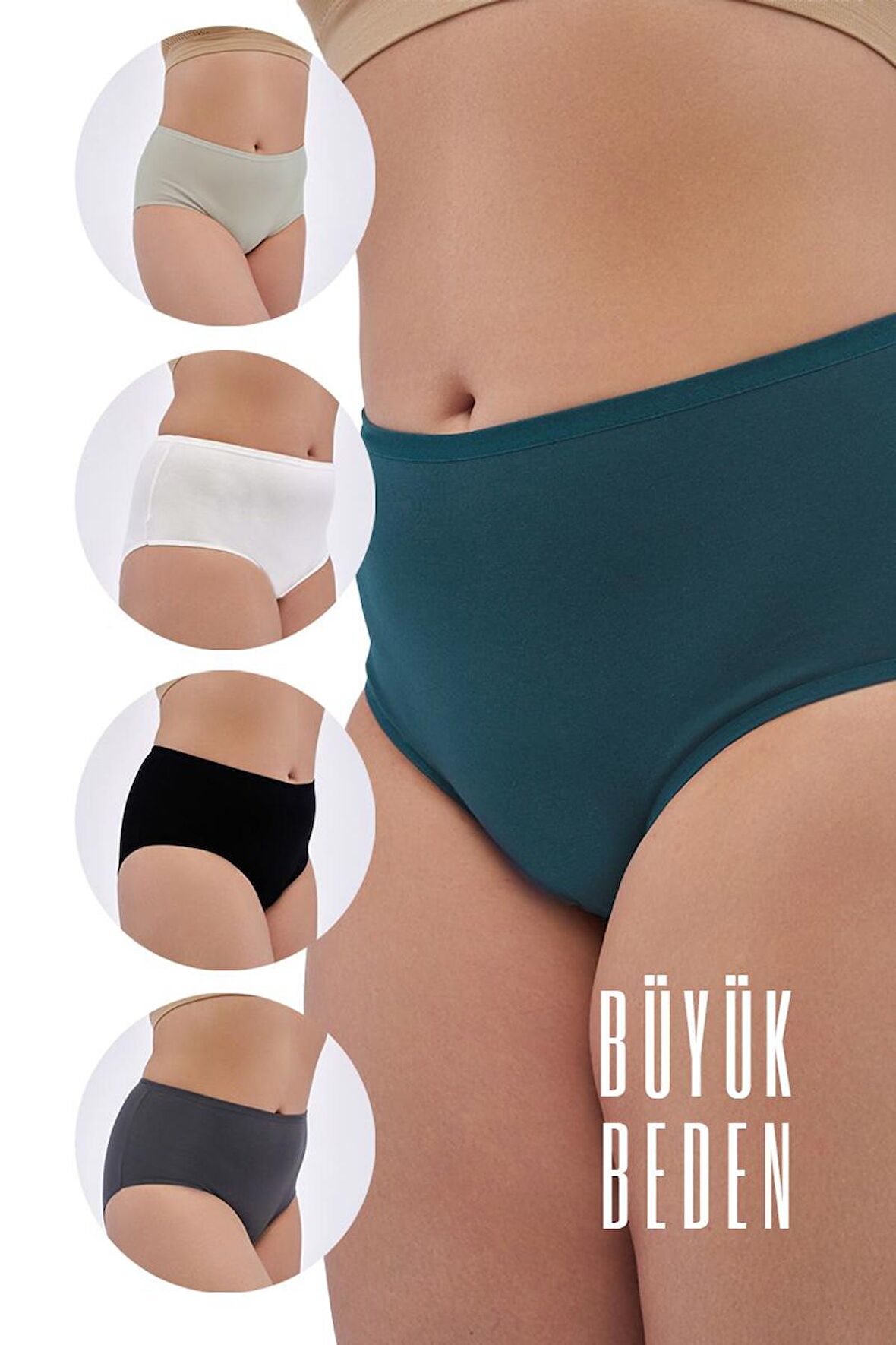 Kadın Büyük Beden Külot Extra Battal Full Brief (8XL, 9XL, 10XL) 5 Farklı Renk 1 Pakette