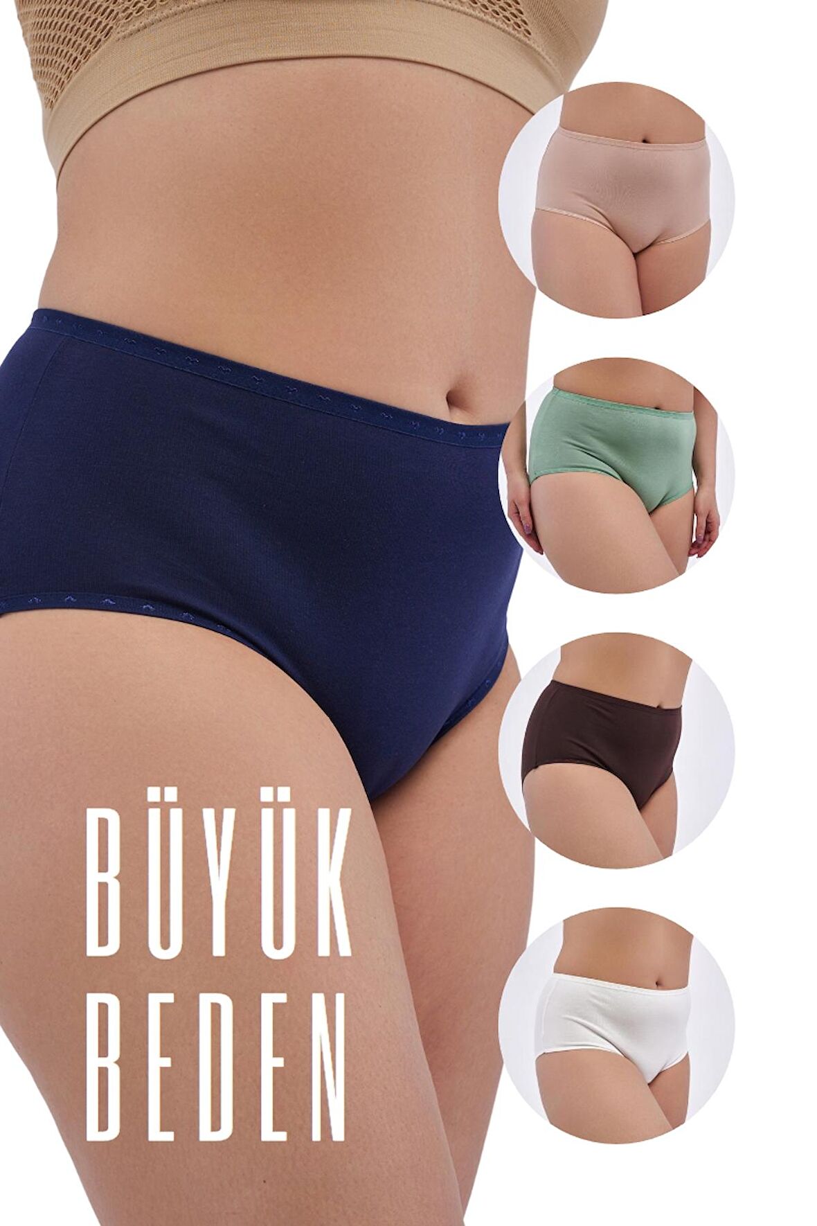 Kadın Büyük Beden Külot Full Brief (5XL, 6XL, 7XL) 5 Farklı Renk 1 Pakette