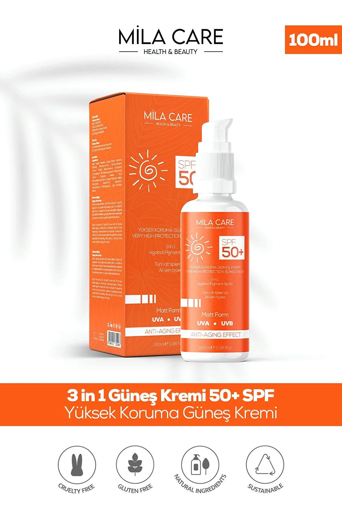 Çok Yüksek Korumalı Ton Eşitleyici Aydınlatıcı 3in1 Yüz Güneş Kremi 50 Spf 100ml X 4 Adet