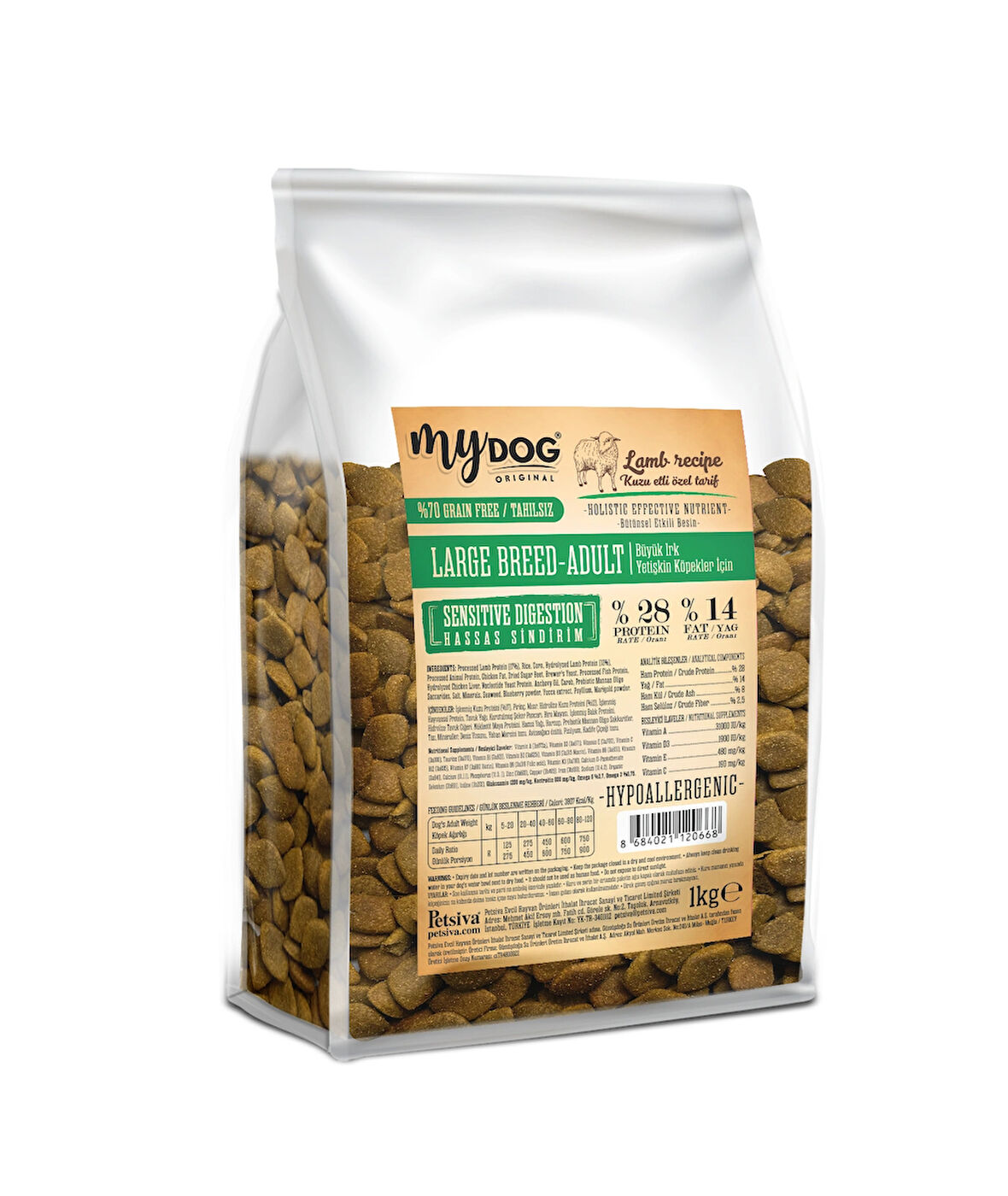 MyDog Original Az Tahıllı Kuzu Etli Büyük Irk Köpek Maması 1kg