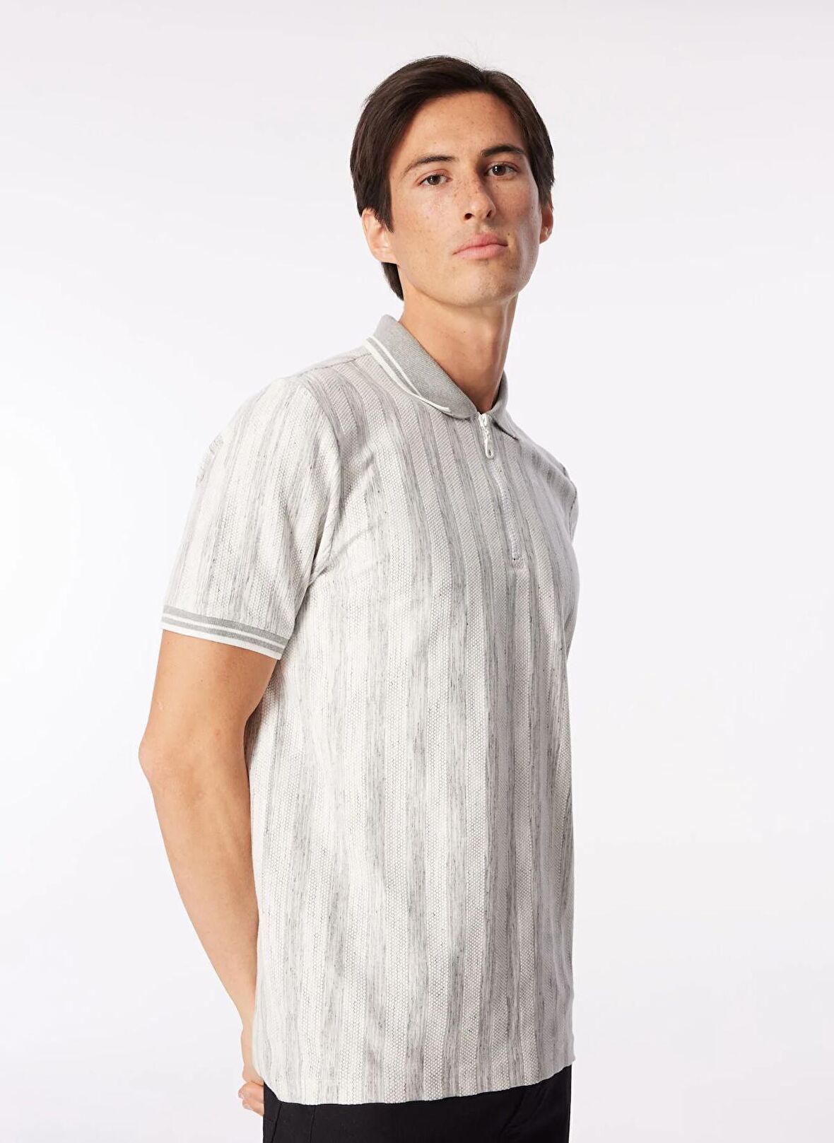 Çizgili Gri Erkek Polo T-Shirt FC4SM-TST 0785