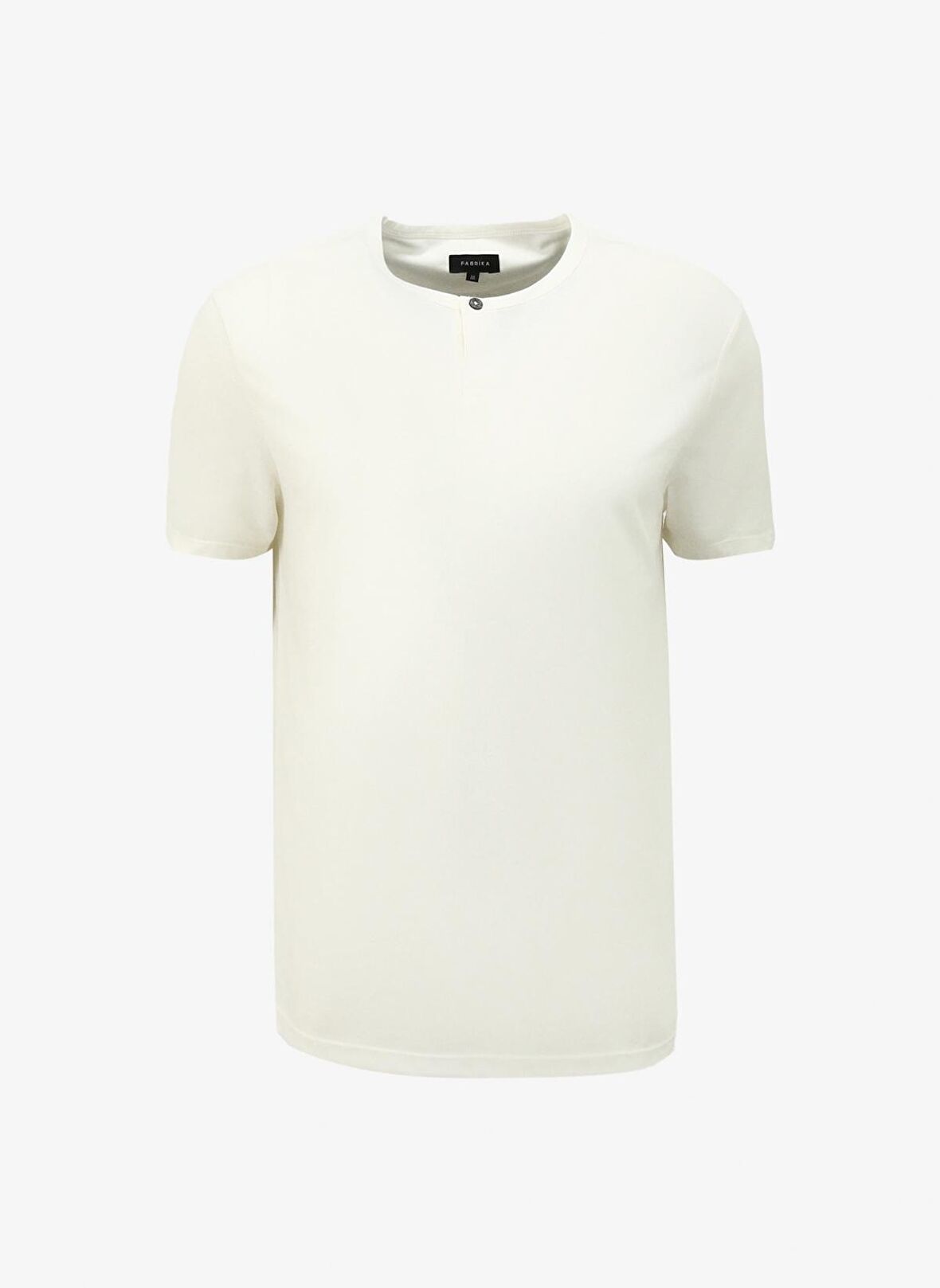 Fabrika Düğmeli Bisiklet Yaka Düz Ekru Erkek T-Shirt F4SM-TST 0717