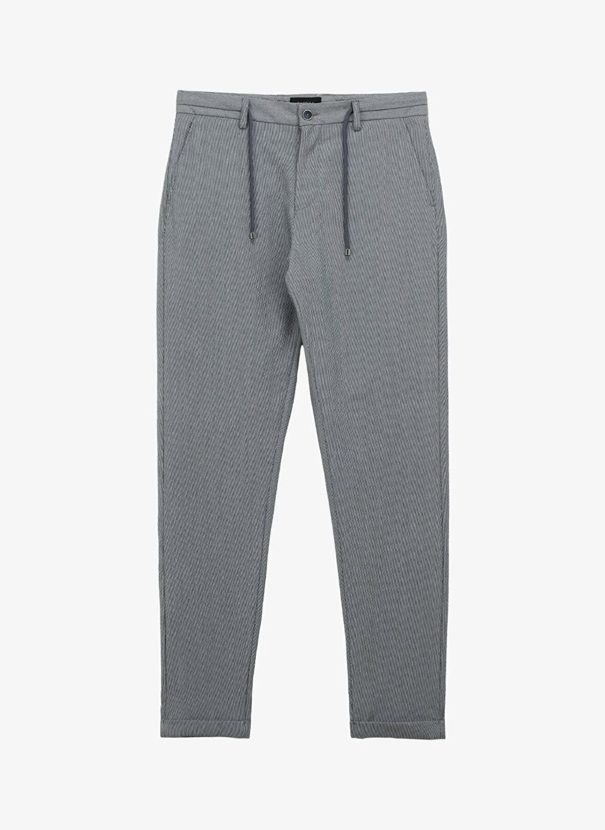 Lastikli Bel Dar Paça Lacivert Erkek Chino Pantolon FC4SM-PNT 0783