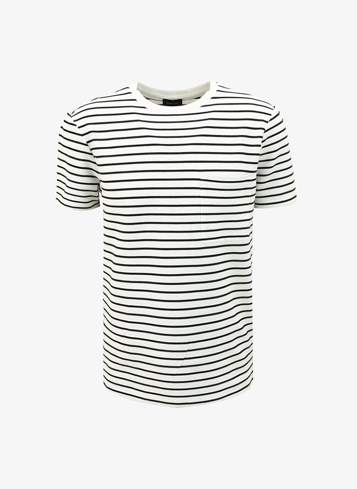 Fabrika Bisiklet Yaka Çizgili Beyaz Erkek T-Shirt F4SM-TST 0259