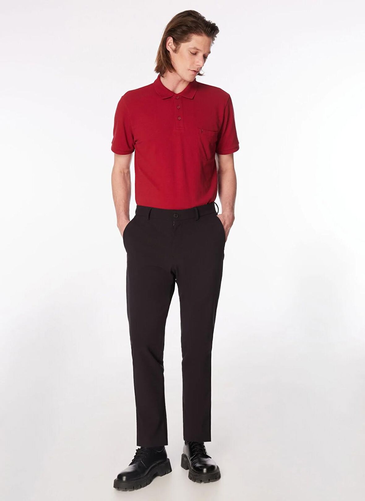 Fabrika Normal Bel Normal Paça Siyah Erkek Chino Pantolon F4SM-PNT 0720