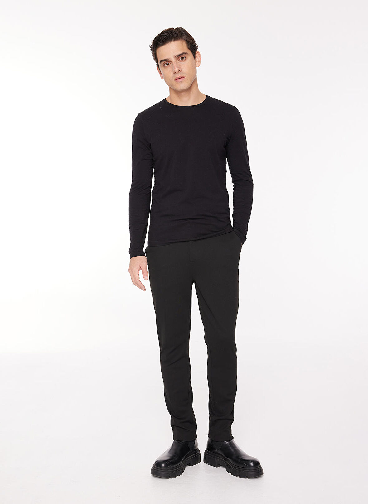 Newbrand Yapay Zeka Düşük Bel Dar Paça Siyah Erkek Chino Pantolon F3WM-PNT F 14