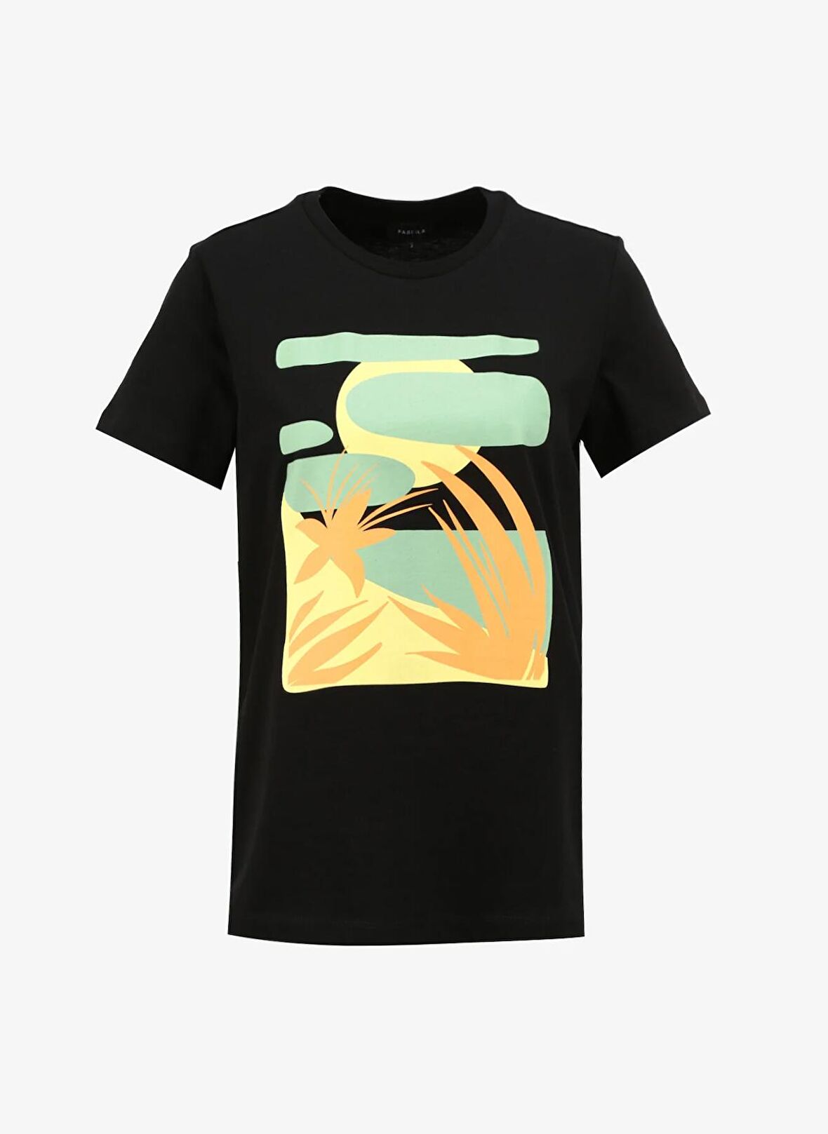 Fabrika Bisiklet Yaka Baskılı Siyah Kadın T-Shirt F4SL-TST0725