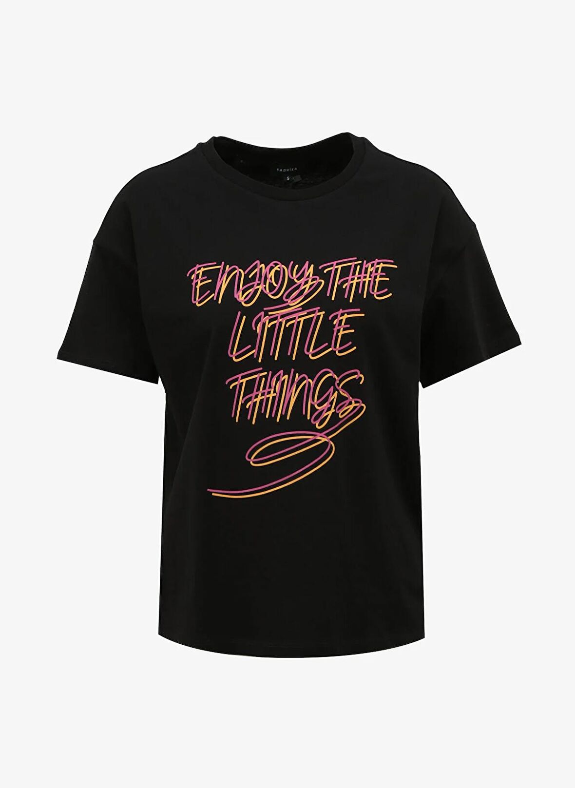 Fabrika Bisiklet Yaka Baskılı Siyah Kadın T-Shirt F4SL-TST0360