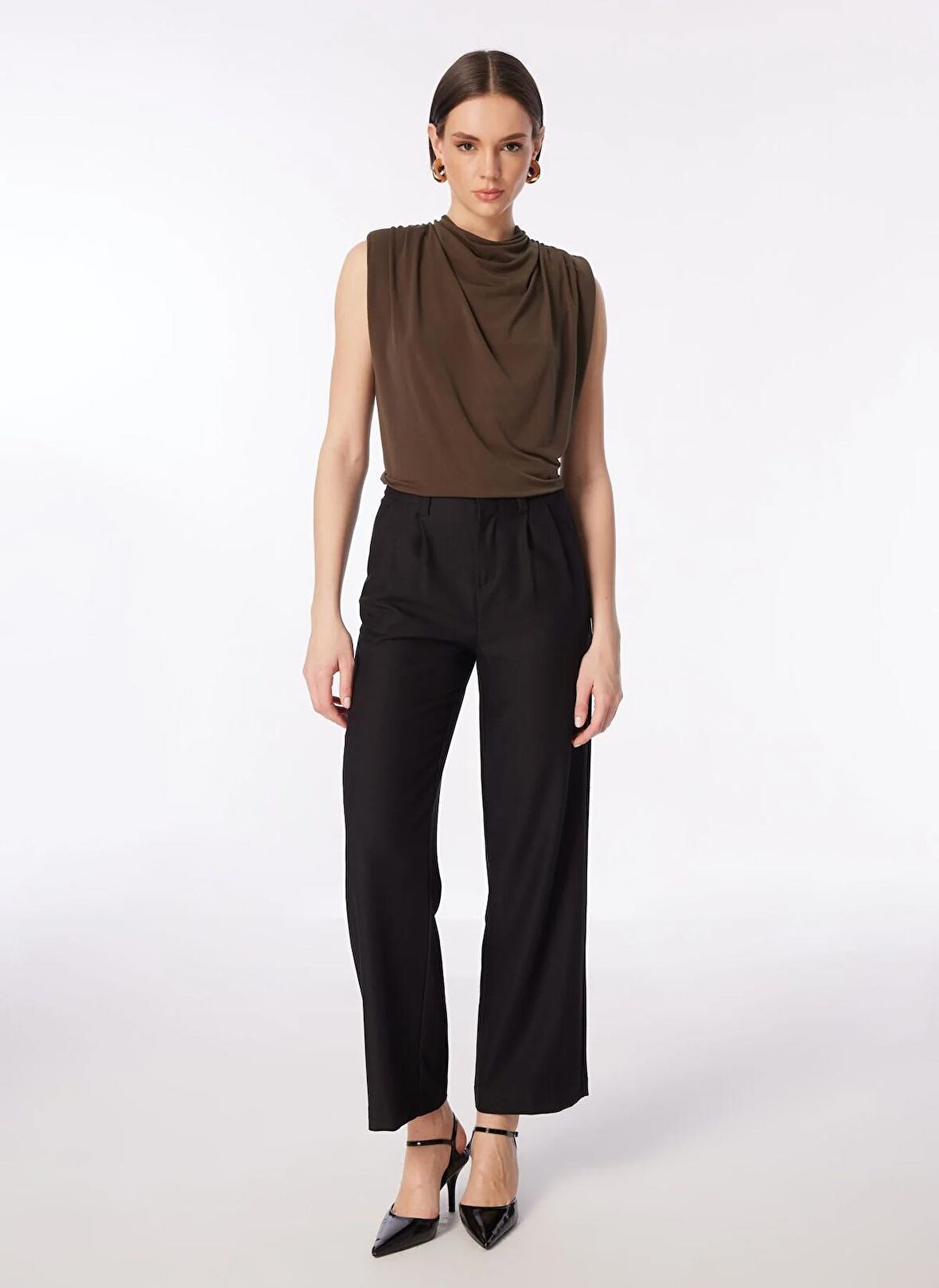 Fabrika Degaje Yaka Düz Haki Bluz F4SL-BLZ0493