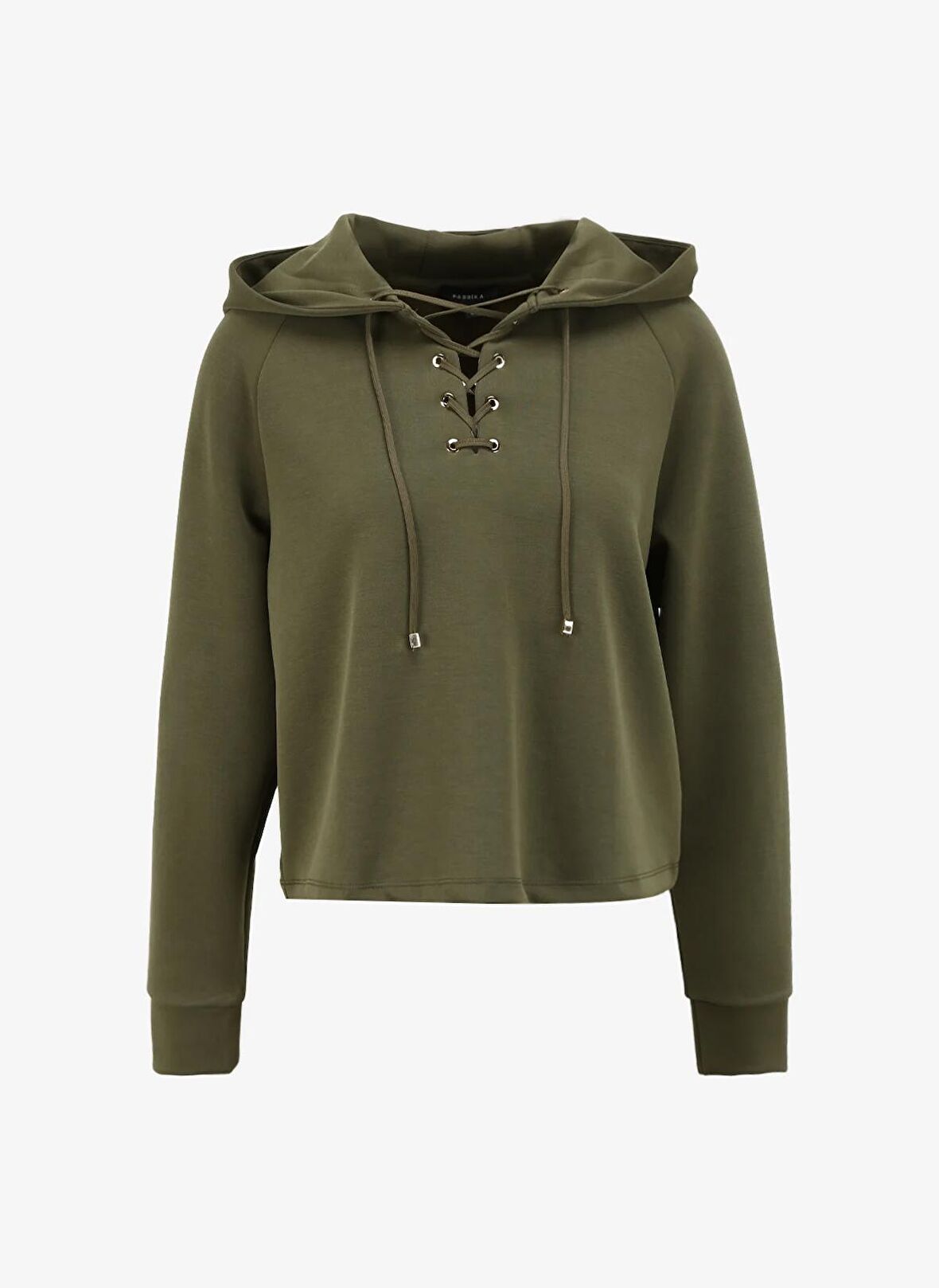 Fabrika Kapüşon Yaka Düz Haki Kadın Sweatshırt F4SL-SWT0192