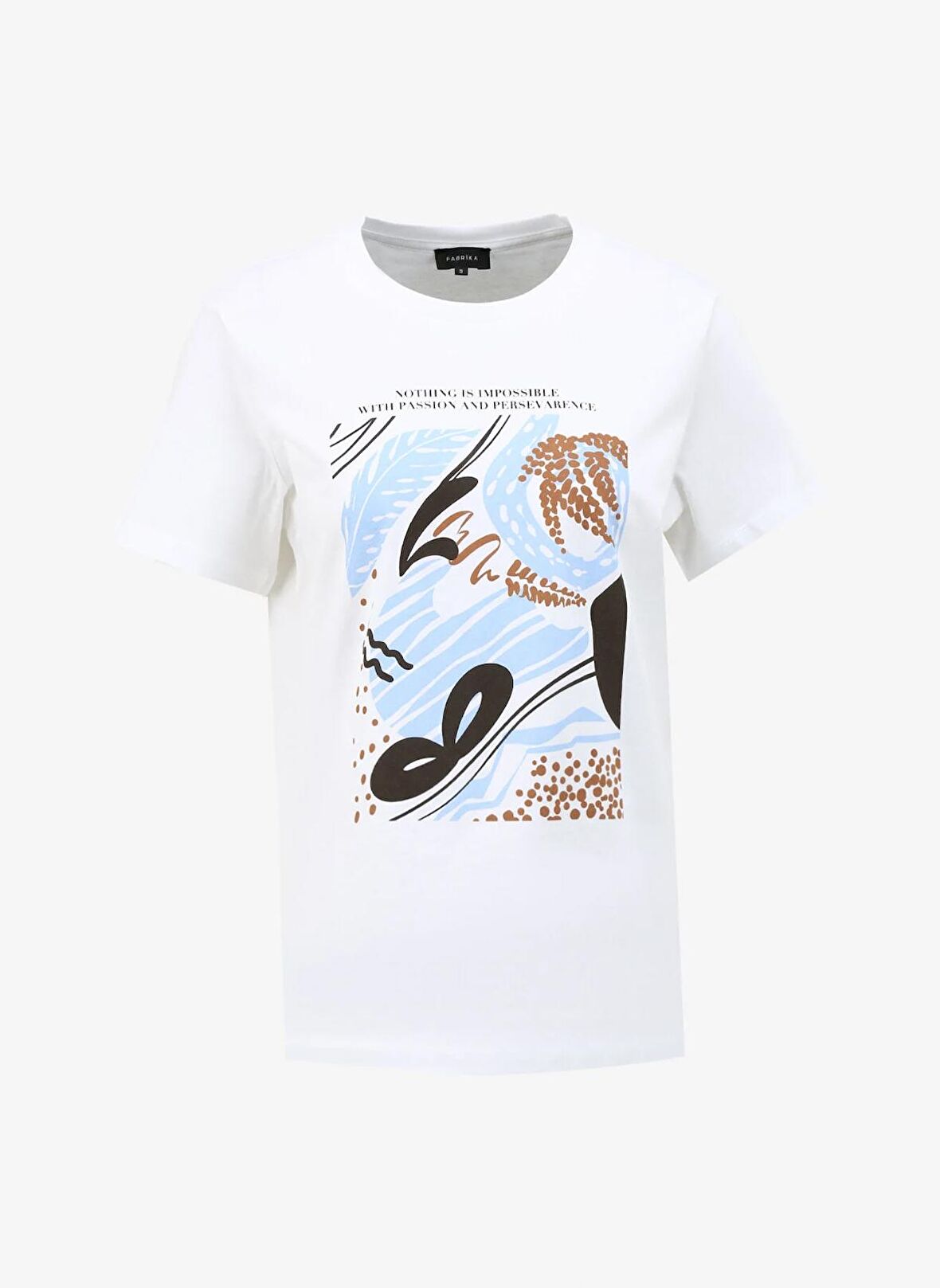 Fabrika Bisiklet Yaka Baskılı Beyaz Kadın T-Shirt F4SL-TST0350