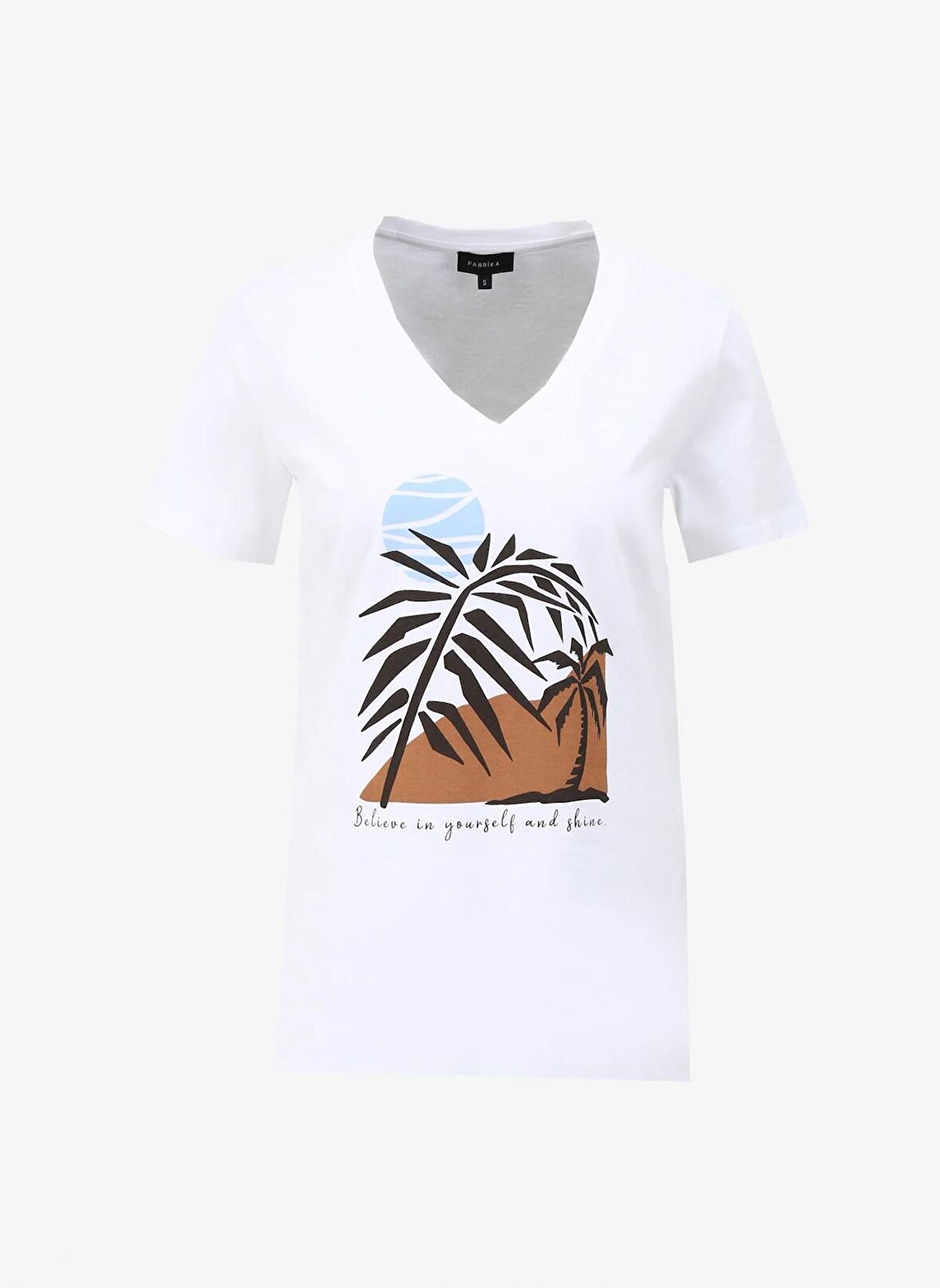 Fabrika Beyaz Kadın V Yaka Basic T-Shirt F4SL-TST0354