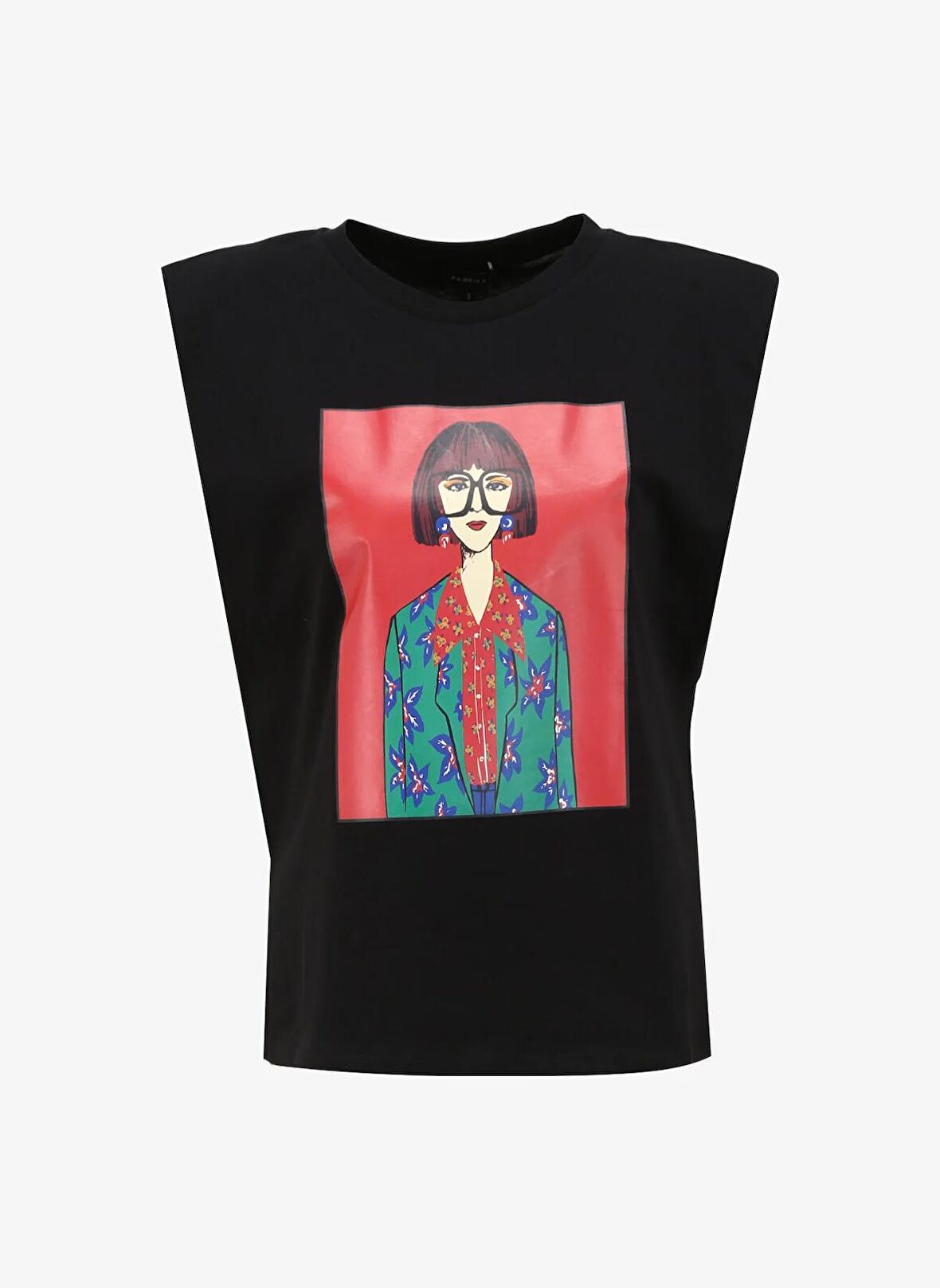 Fabrika Bisiklet Yaka Baskılı Siyah Kadın T-Shirt F4SL-TST0221