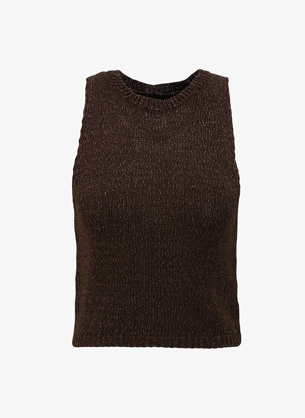 Fabrika Bisiklet Yaka Düz Kahve Kadın Atlet F4SL-TST0526