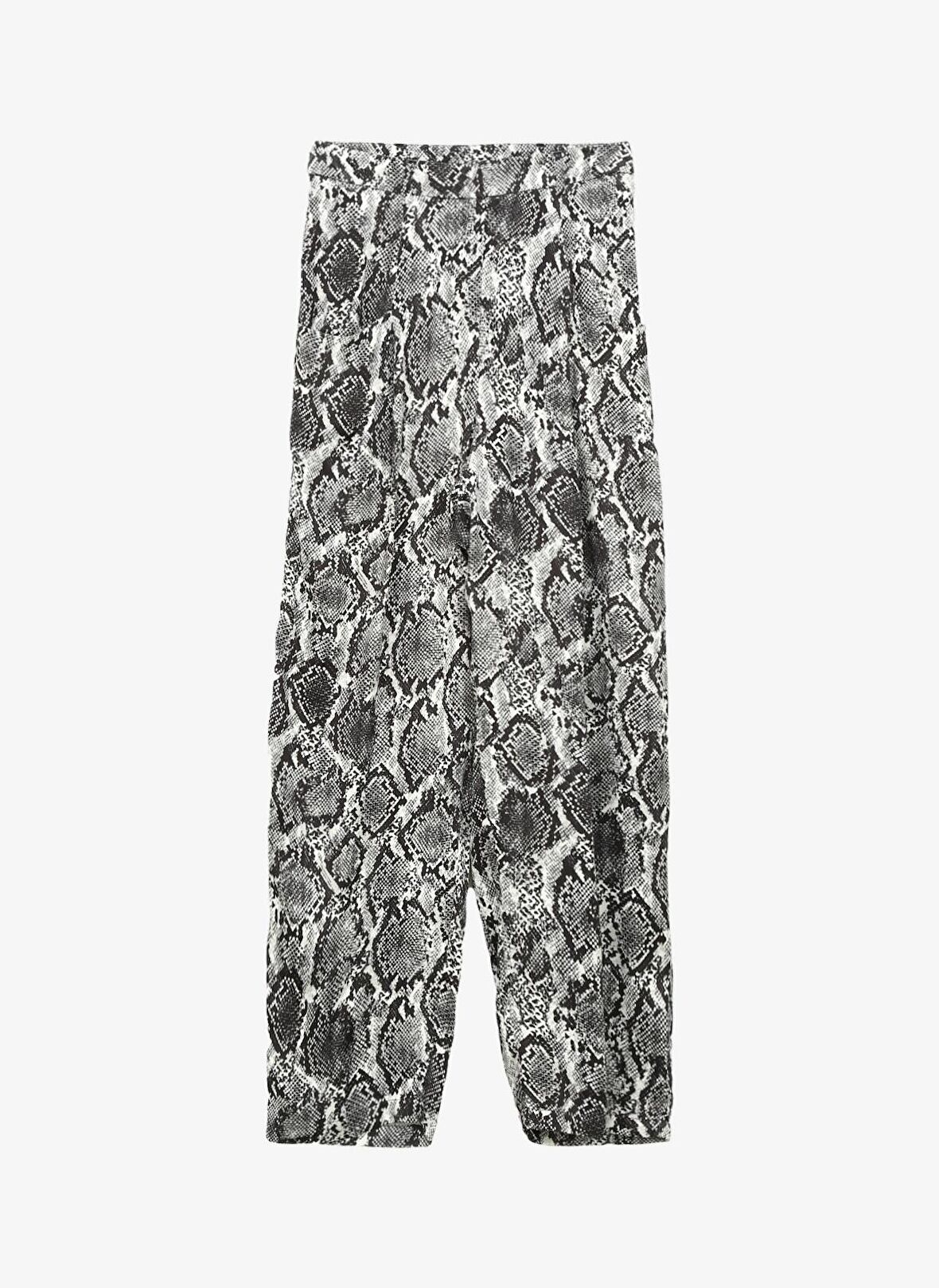 Fabrika Normal Bel Bol Kesim Siyah - Çok Renkli Kadın Pantolon F4SL-PNT0828