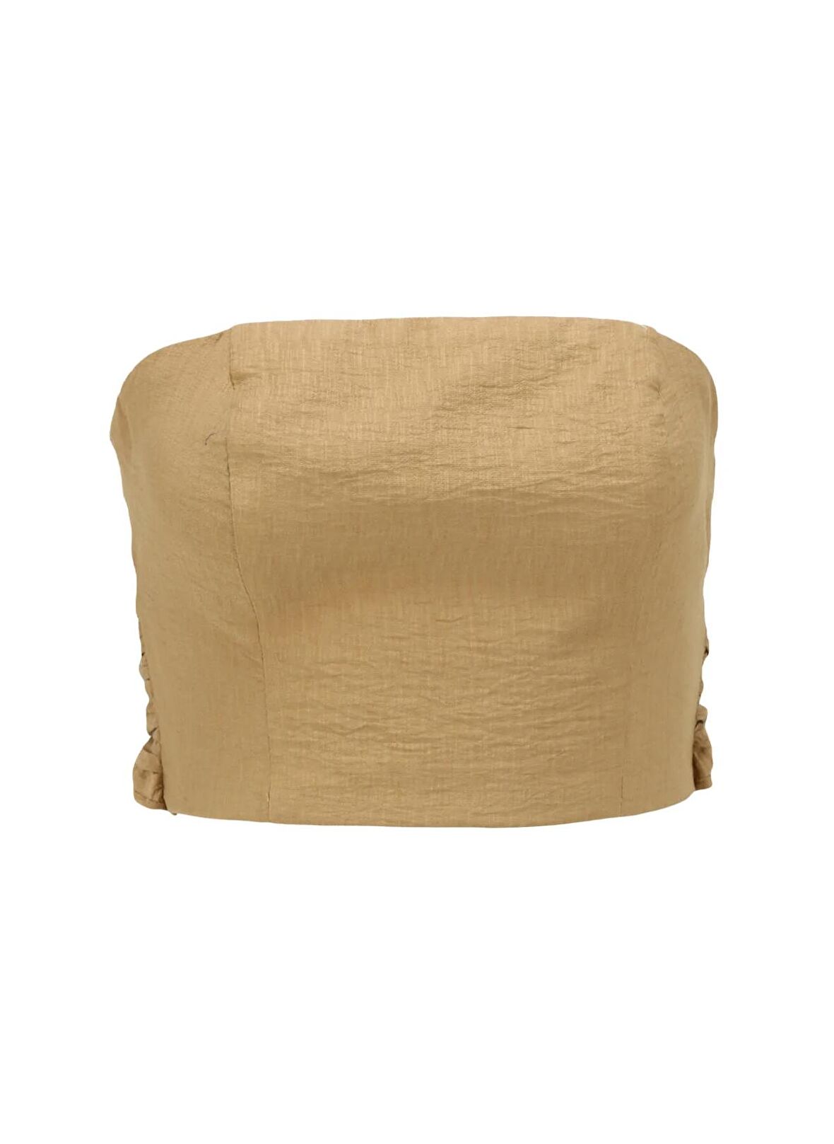 Fabrika Kalp Yaka Düz Deve Tüyü Kadın Bluz F4SL-BLZ0849