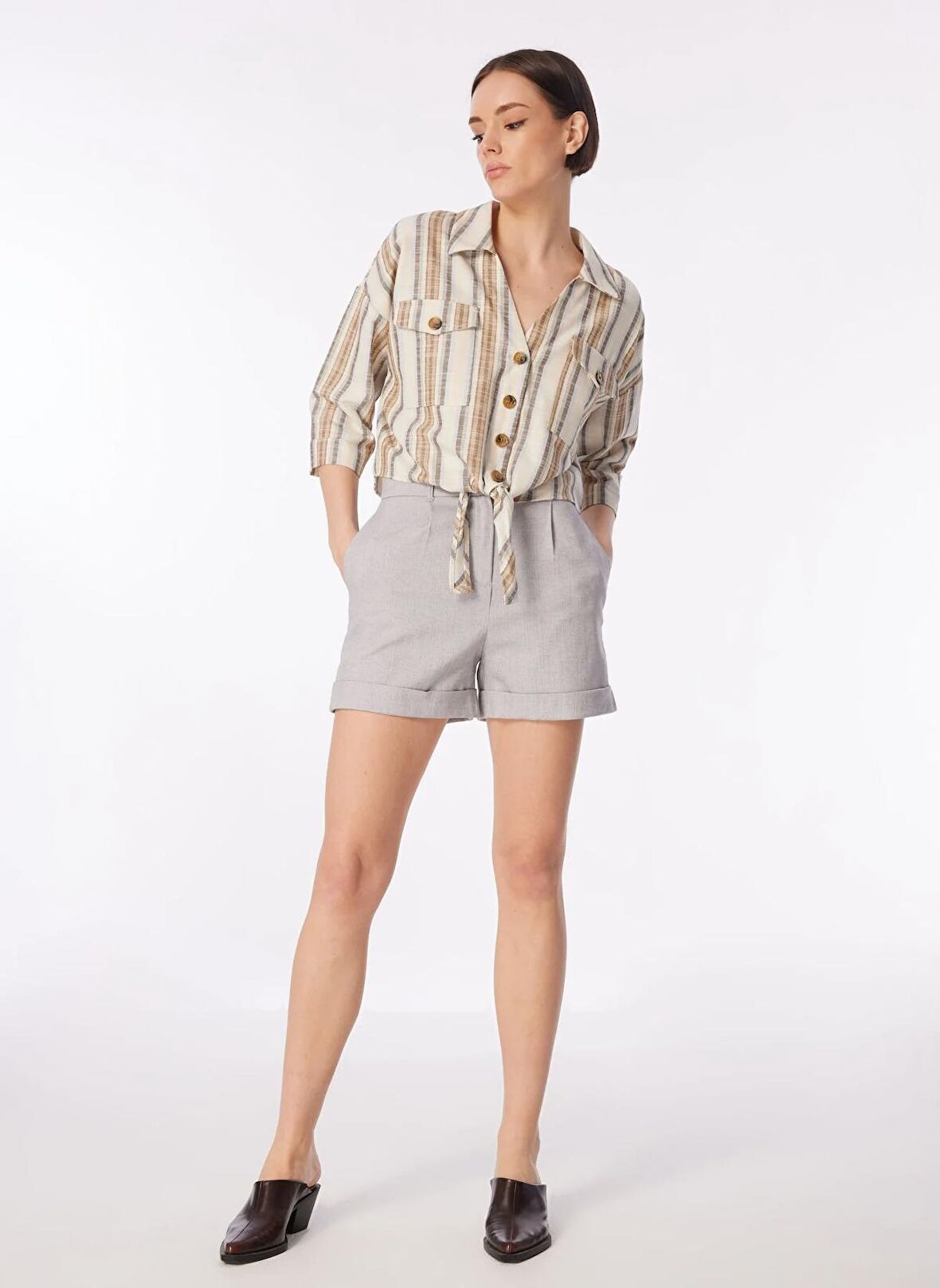 Fabrika Gri Kadın Basic Şort F4SL-SHT0056