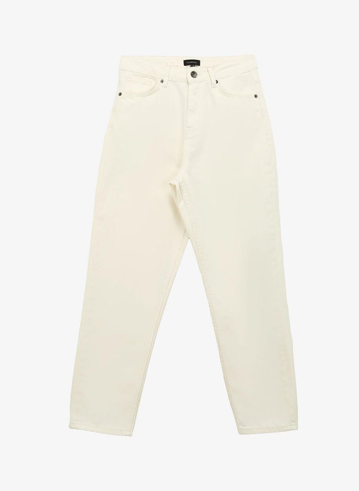 Fabrika Yüksek Bel Normal Paça Mom Fit Kırık Beyaz Kadın Denim Pantolon F4SL-PNT0343