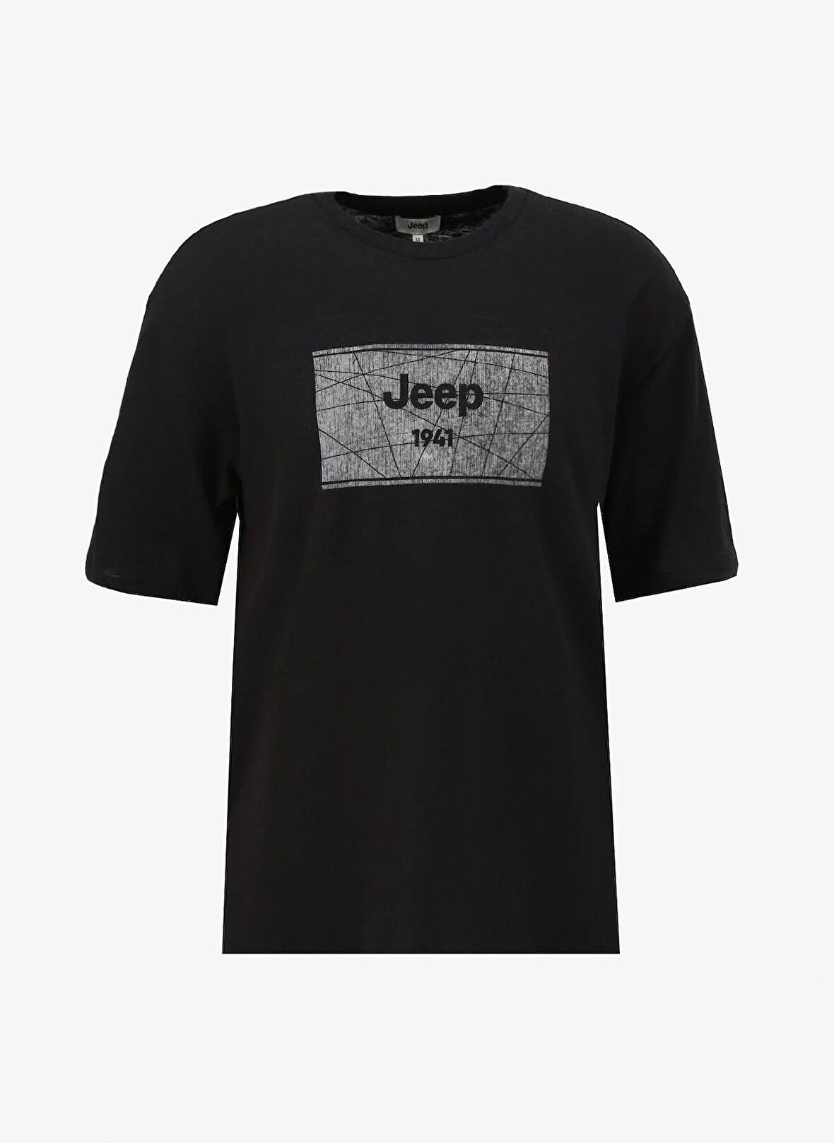 Jeep Siyah Erkek Bisiklet Yaka Loose Fit Baskılı T-Shirt C4SM-TST4647