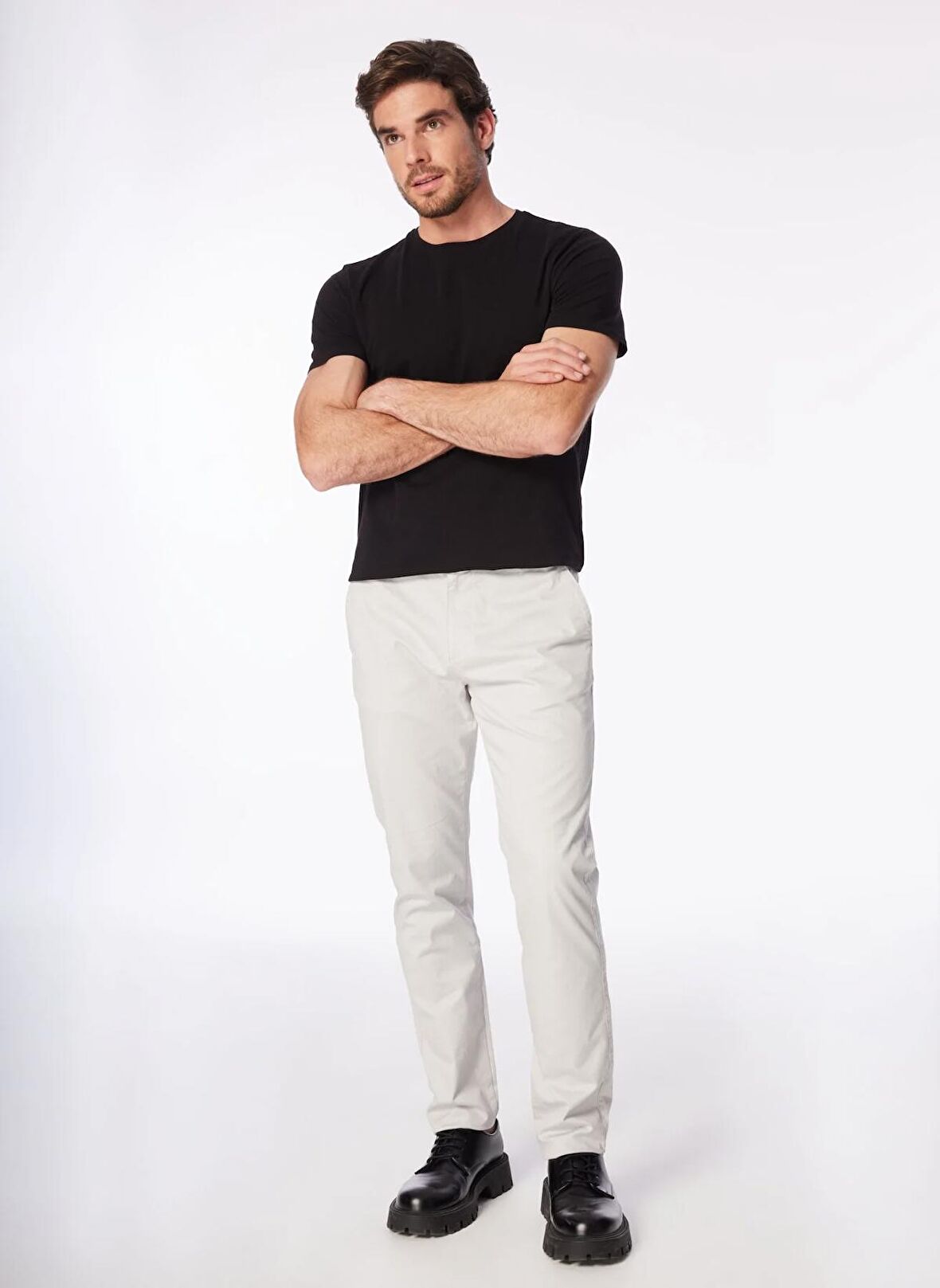 Fabrika Gri Erkek Basic Chino Pantolon F4SM-PNT-658