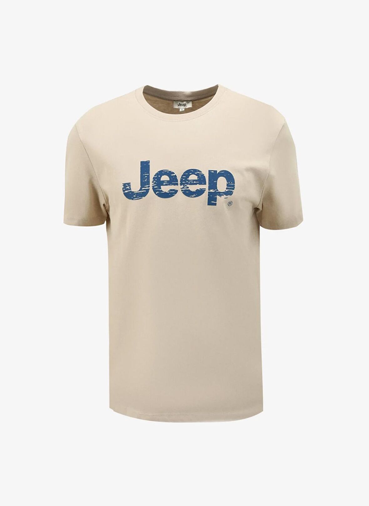 Jeep Bisiklet Yaka Baskılı Bej Erkek T-Shirt J4SM-TST7256