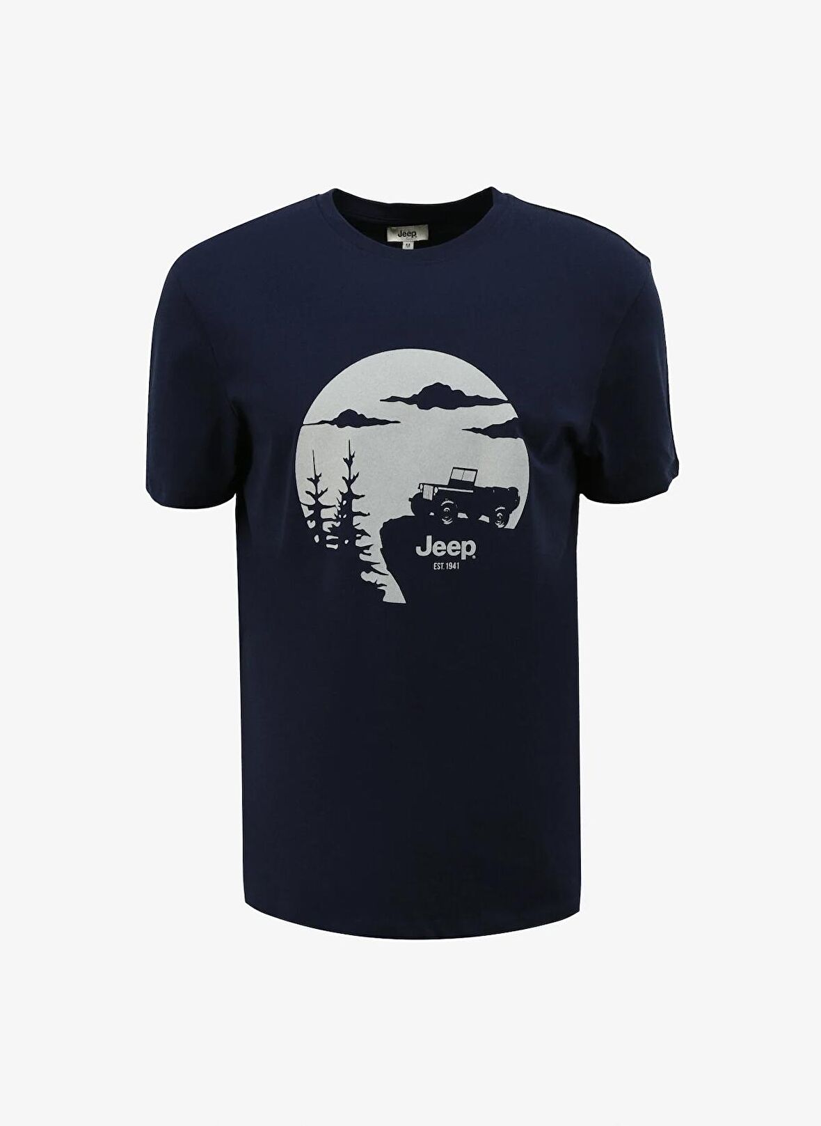 Jeep Bisiklet Yaka Baskılı Lacivert Erkek T-Shirt J4SM-TST7235