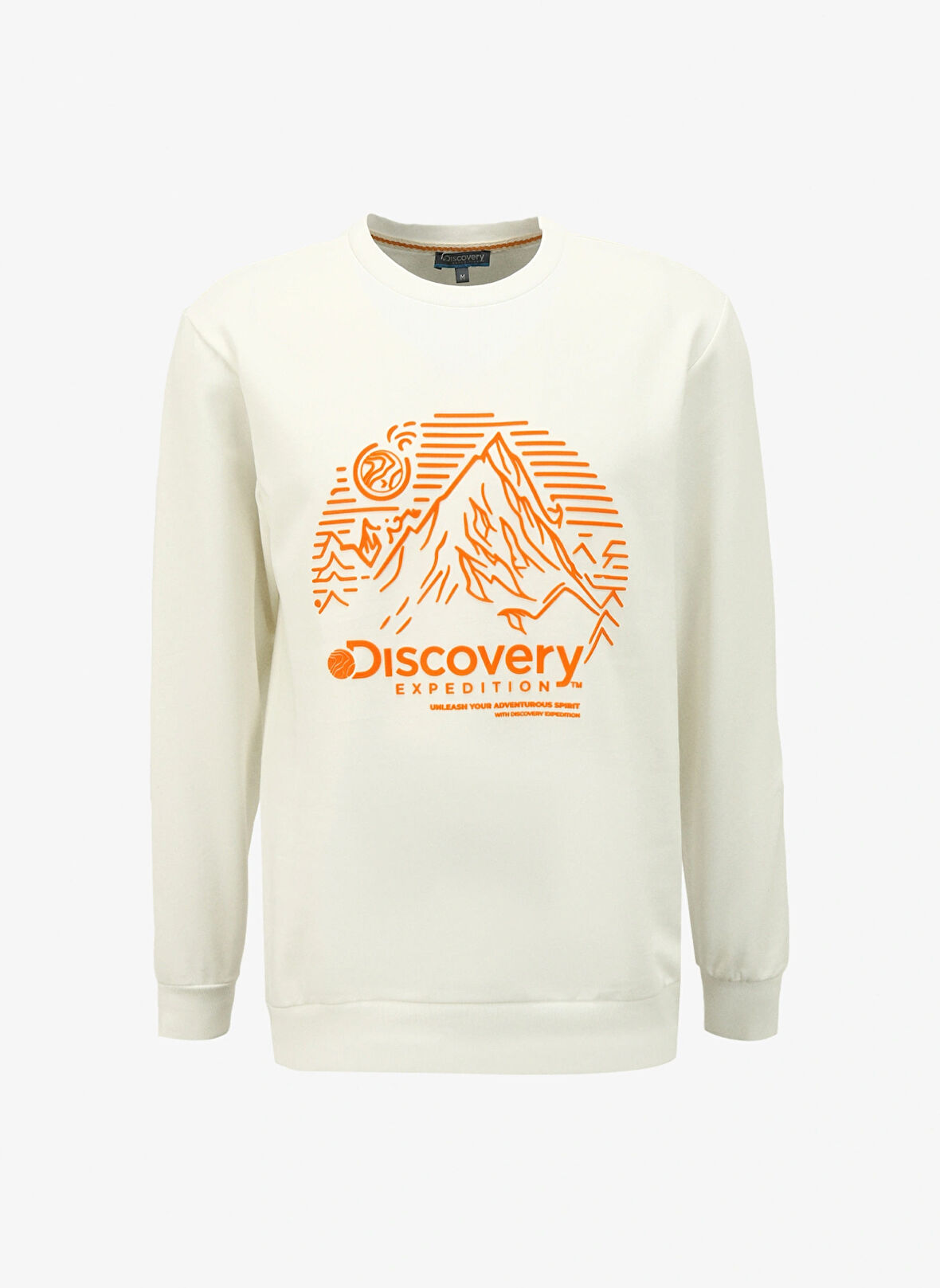 Discovery Expedition Kırık Beyaz Erkek Bisiklet Yaka Relaxed Baskılı Sweatshirt DS4M-SWT3237