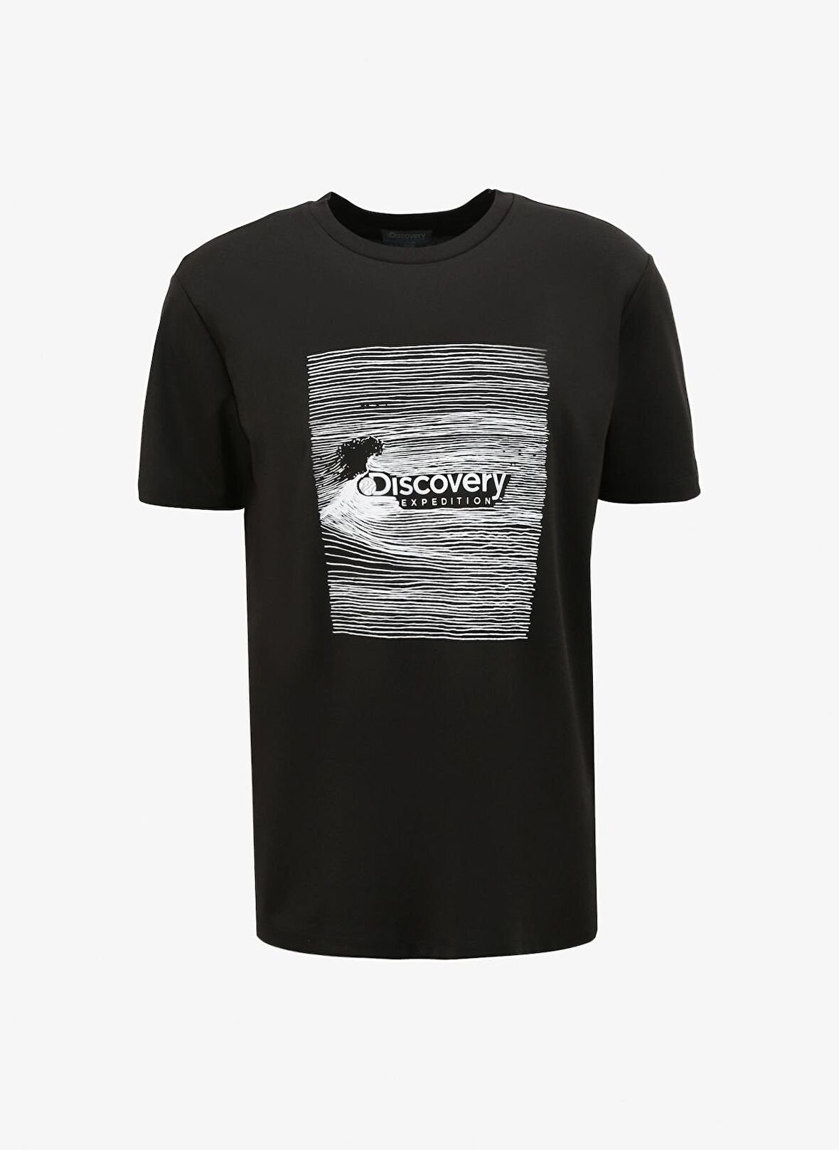 Siyah Erkek Bisiklet Yaka Baskılı T-Shirt D4SM-TST3272