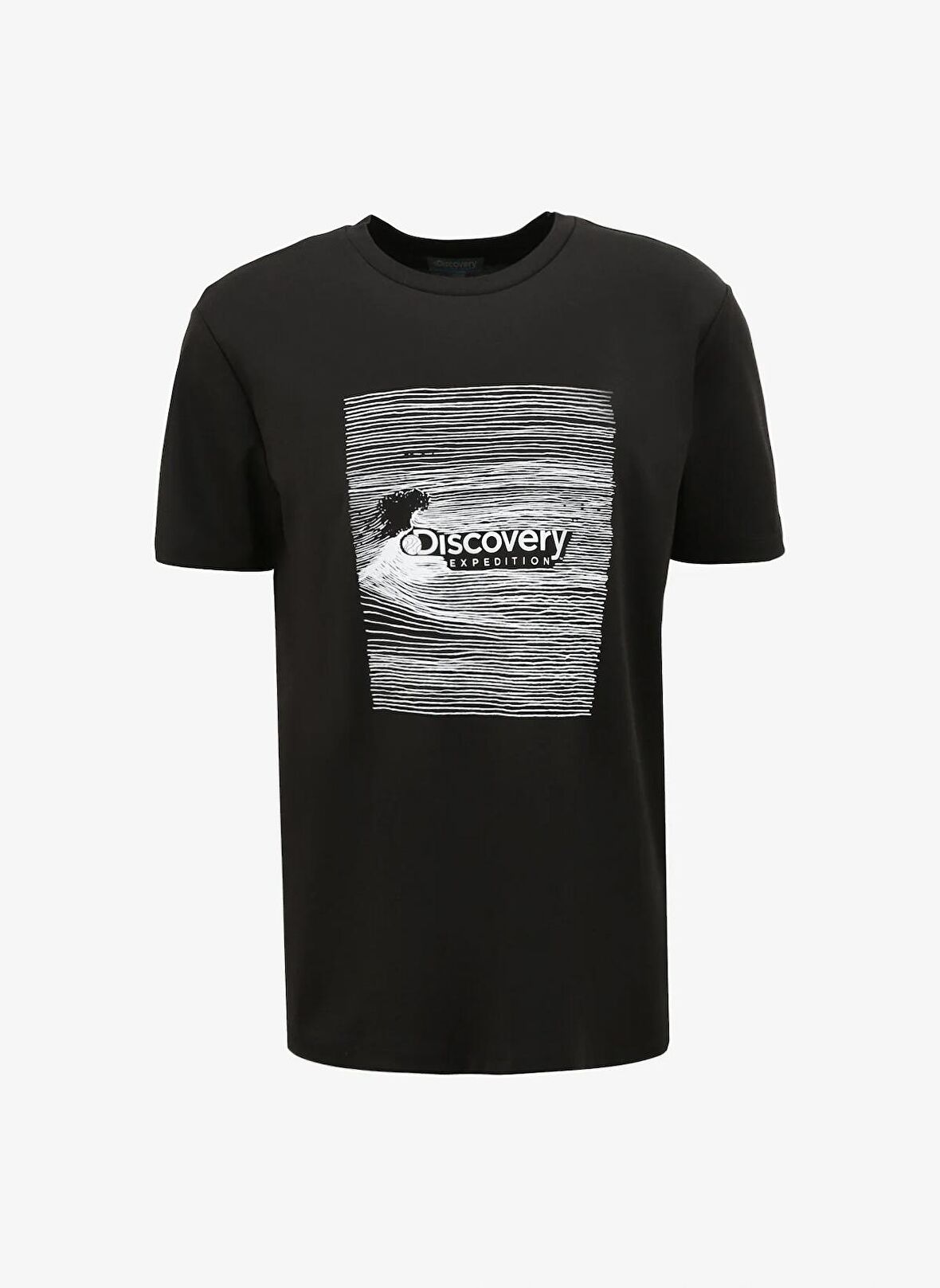 Siyah Erkek Bisiklet Yaka Relaxed Baskılı T-Shirt D4SM-TST3272