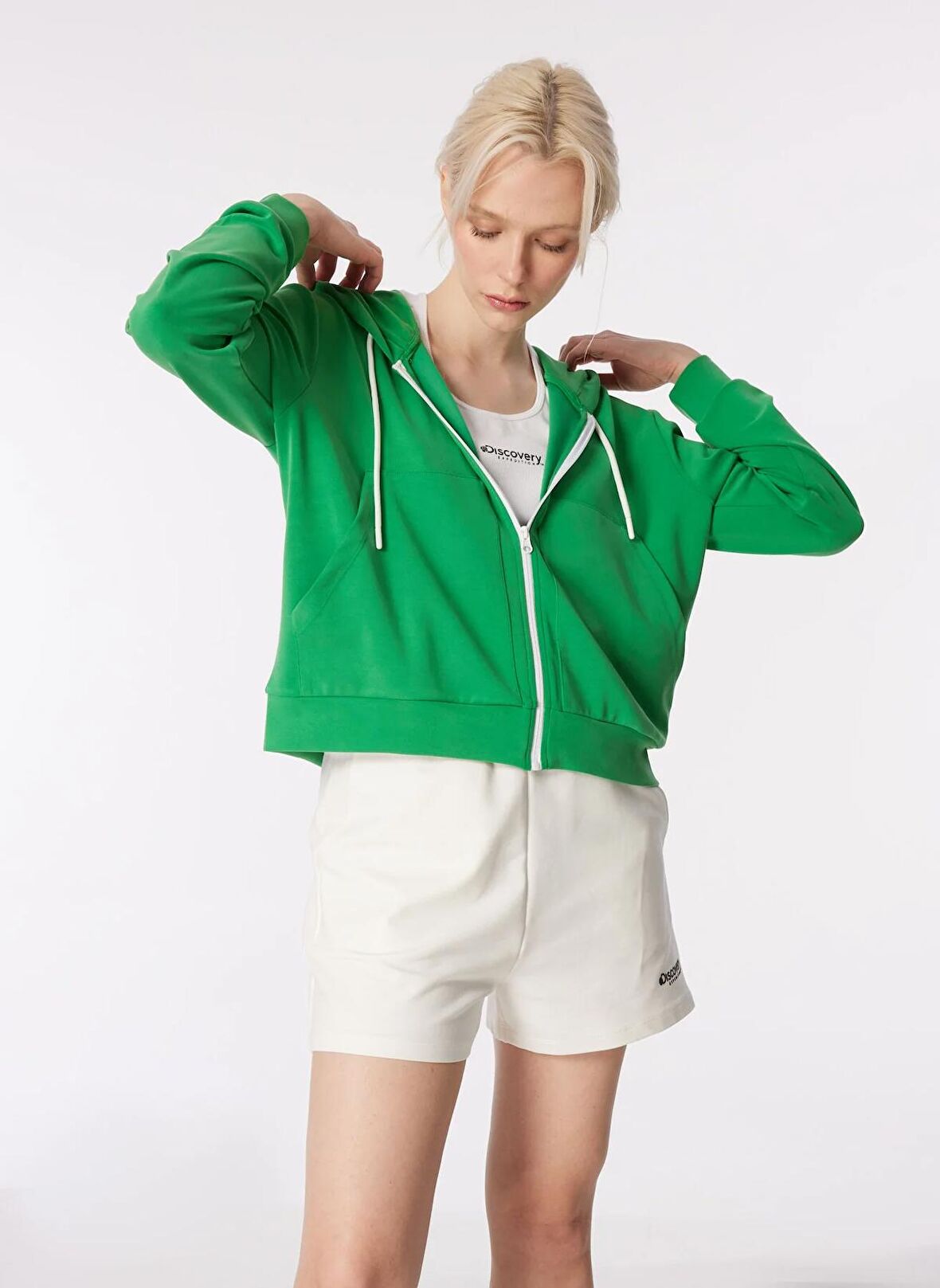 Yeşil Kadın Kapüşon Yaka Relaxed Fit Sweatmont D4SL-SWT3029